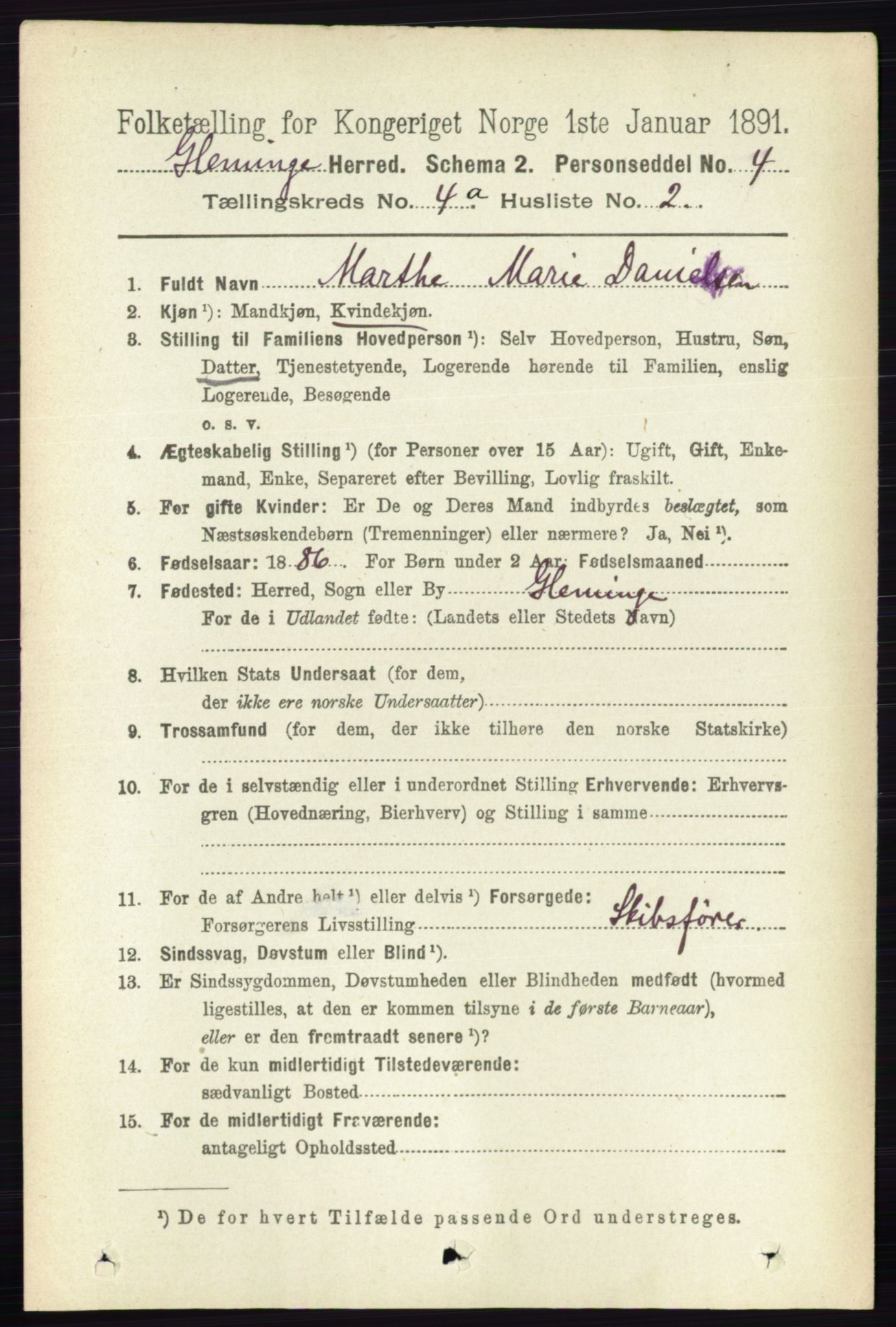 RA, 1891 census for 0132 Glemmen, 1891, p. 3483