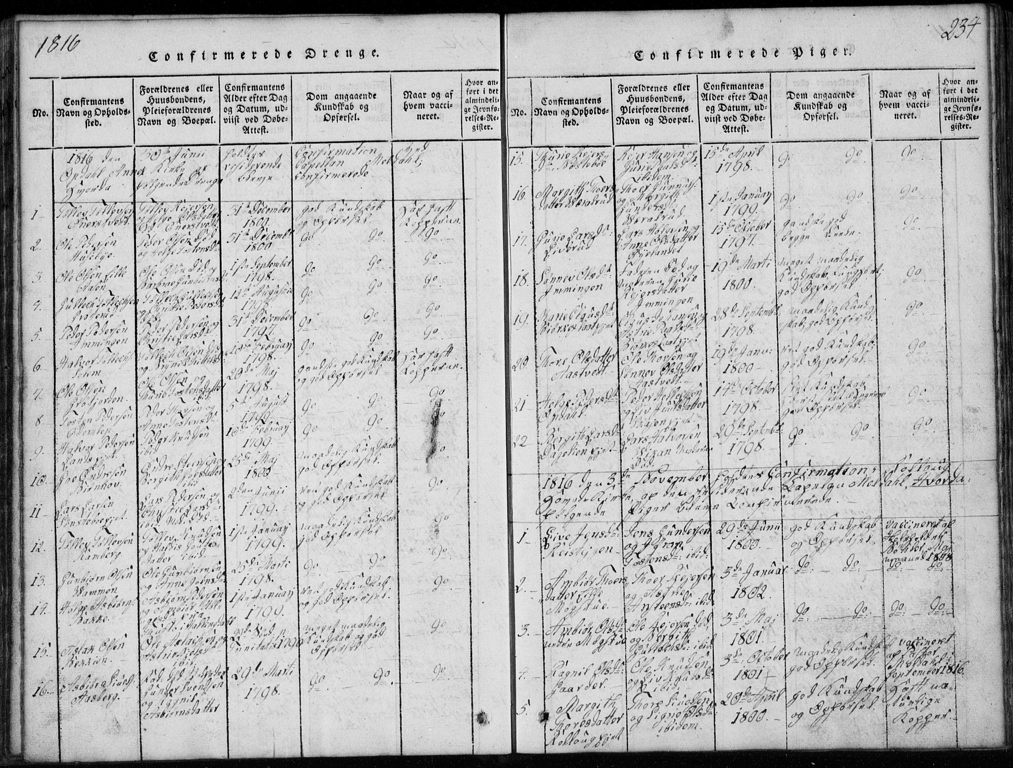 Rollag kirkebøker, AV/SAKO-A-240/G/Ga/L0001: Parish register (copy) no. I 1, 1814-1831, p. 234