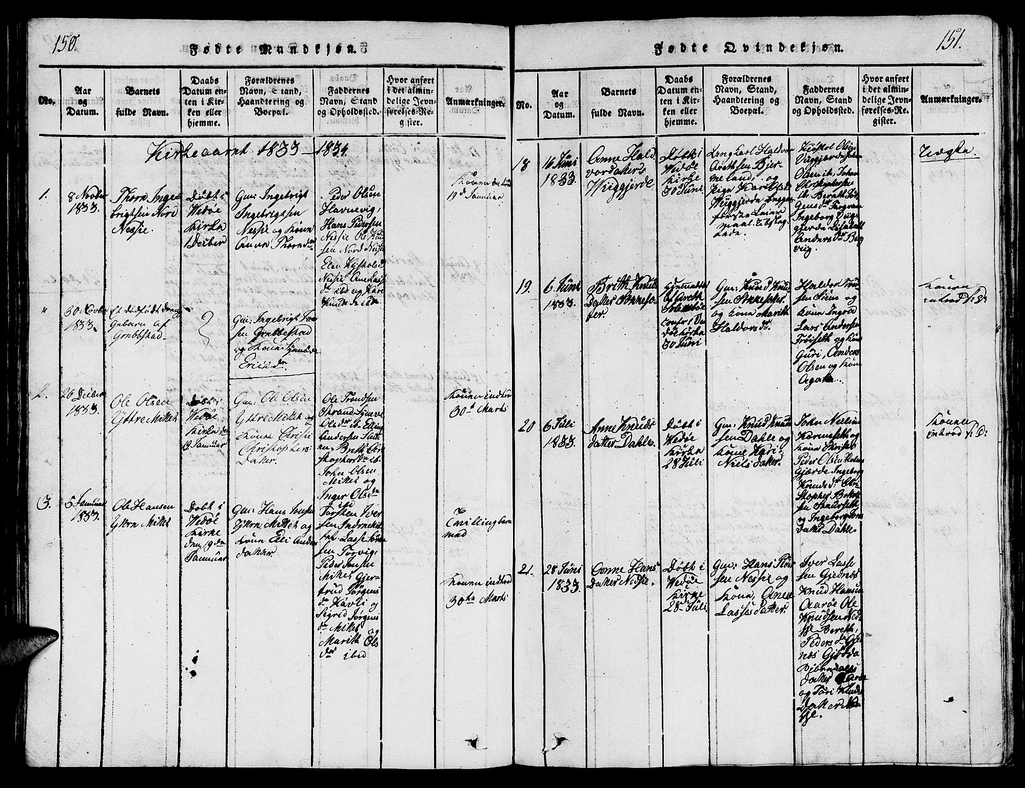 Ministerialprotokoller, klokkerbøker og fødselsregistre - Møre og Romsdal, SAT/A-1454/547/L0610: Parish register (copy) no. 547C01, 1818-1839, p. 150-151