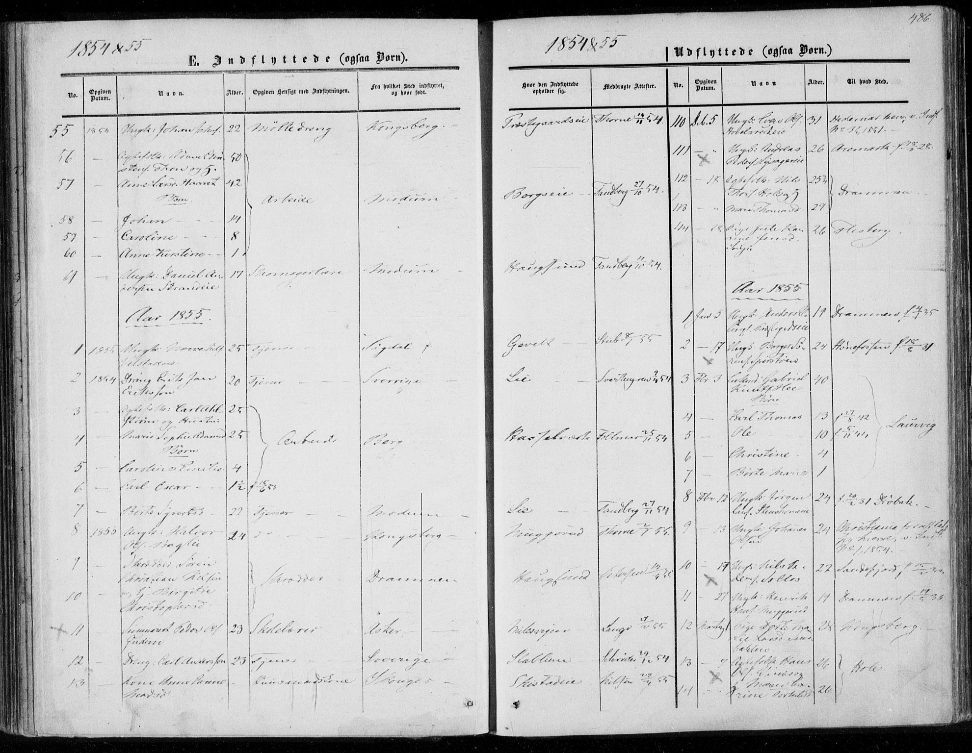 Eiker kirkebøker, AV/SAKO-A-4/F/Fa/L0015b: Parish register (official) no. I 15B, 1854-1860, p. 486