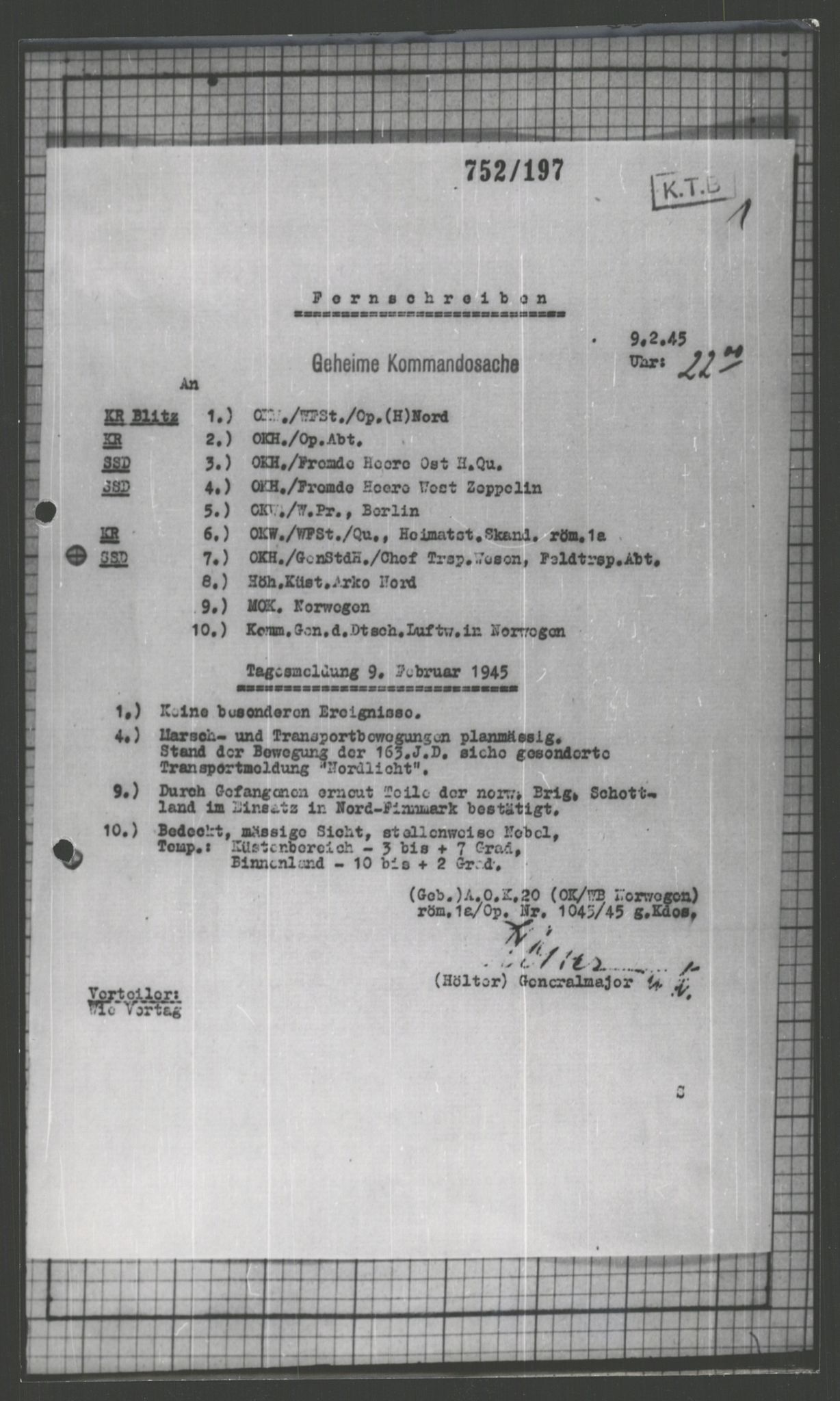 Forsvarets Overkommando. 2 kontor. Arkiv 11.4. Spredte tyske arkivsaker, AV/RA-RAFA-7031/D/Dar/Dara/L0002: Krigsdagbøker for 20. Gebirgs-Armee-Oberkommando (AOK 20), 1945, p. 751