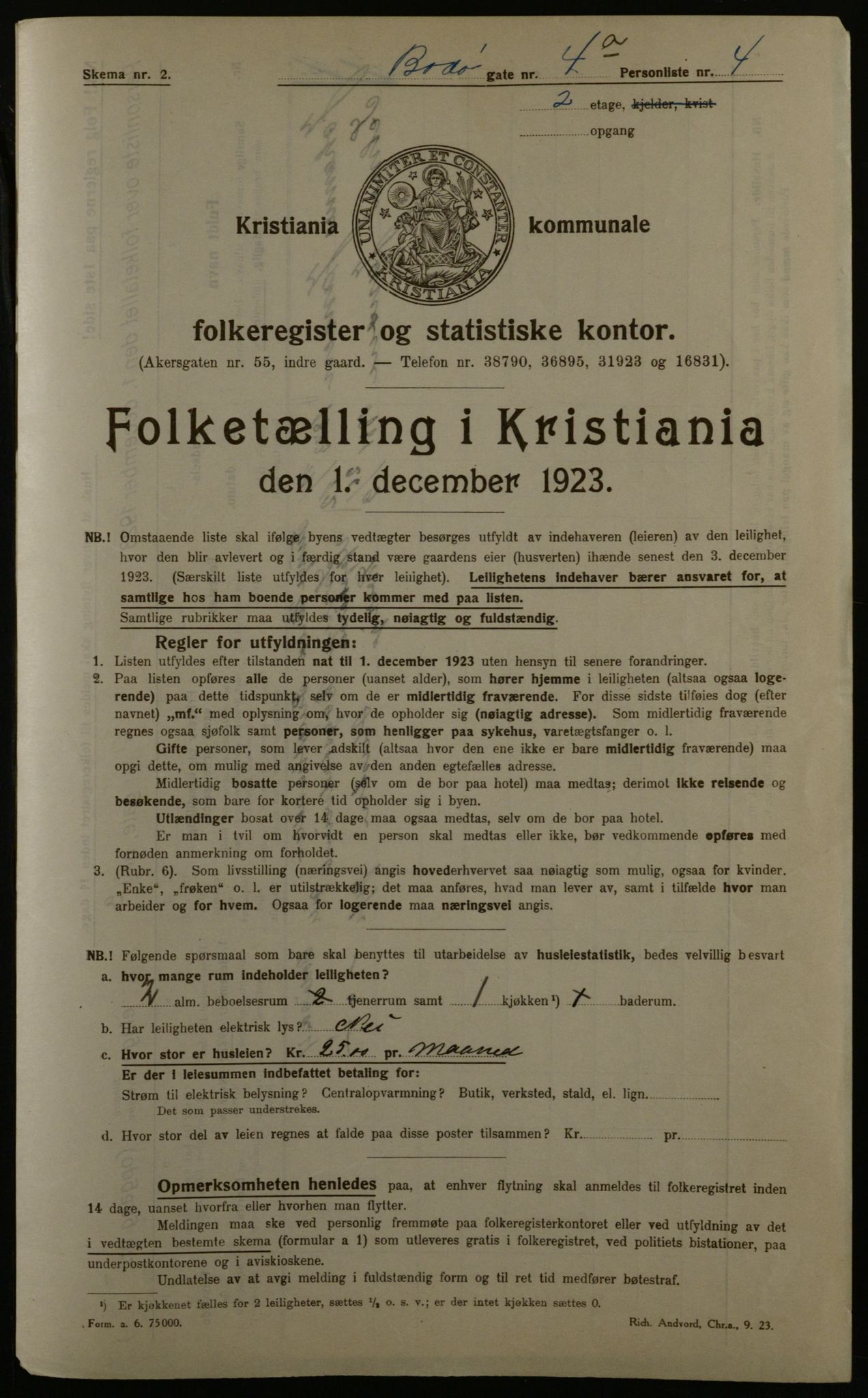 OBA, Municipal Census 1923 for Kristiania, 1923, p. 7764