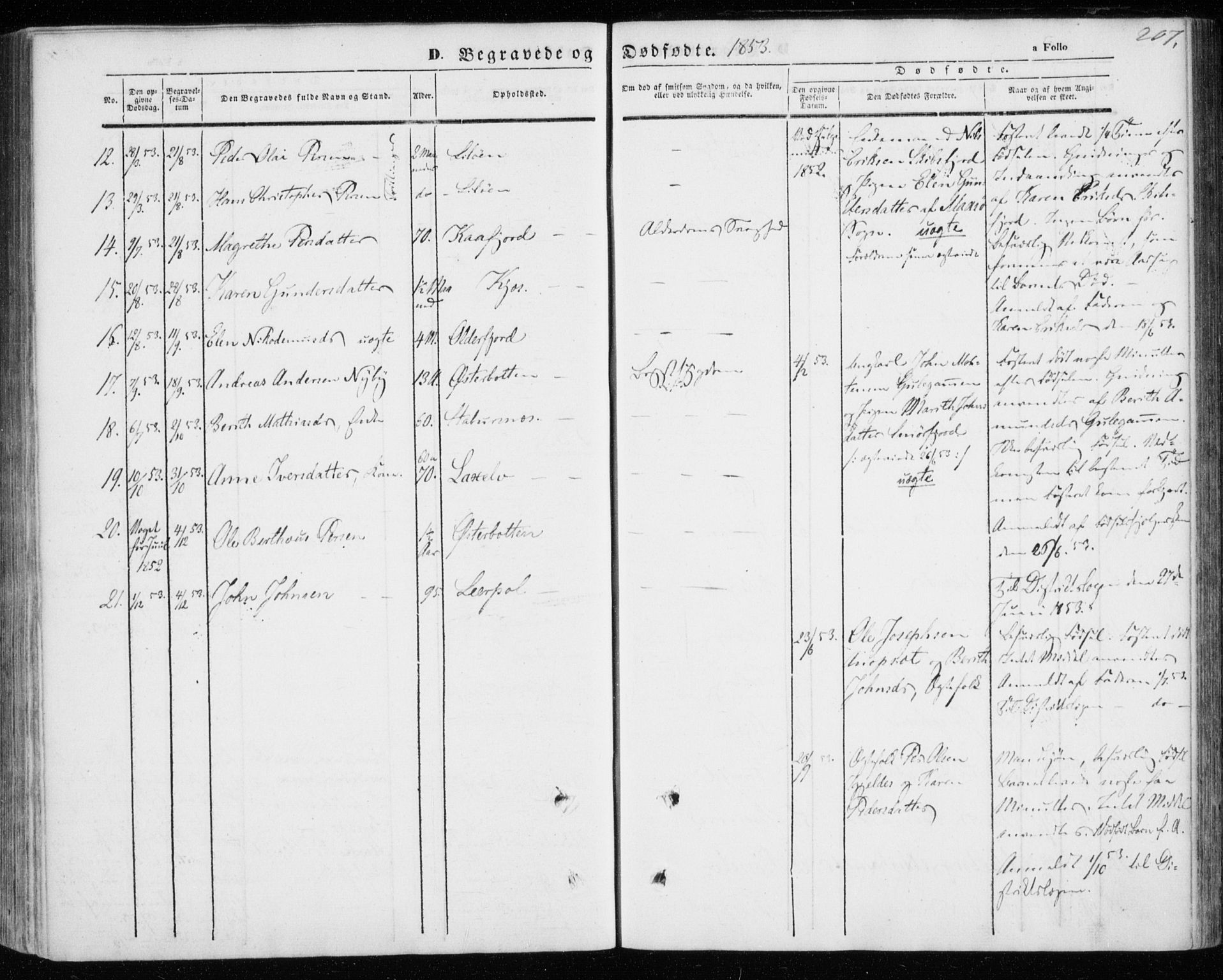 Kistrand/Porsanger sokneprestembete, AV/SATØ-S-1351/H/Ha/L0004.kirke: Parish register (official) no. 4, 1843-1860, p. 207