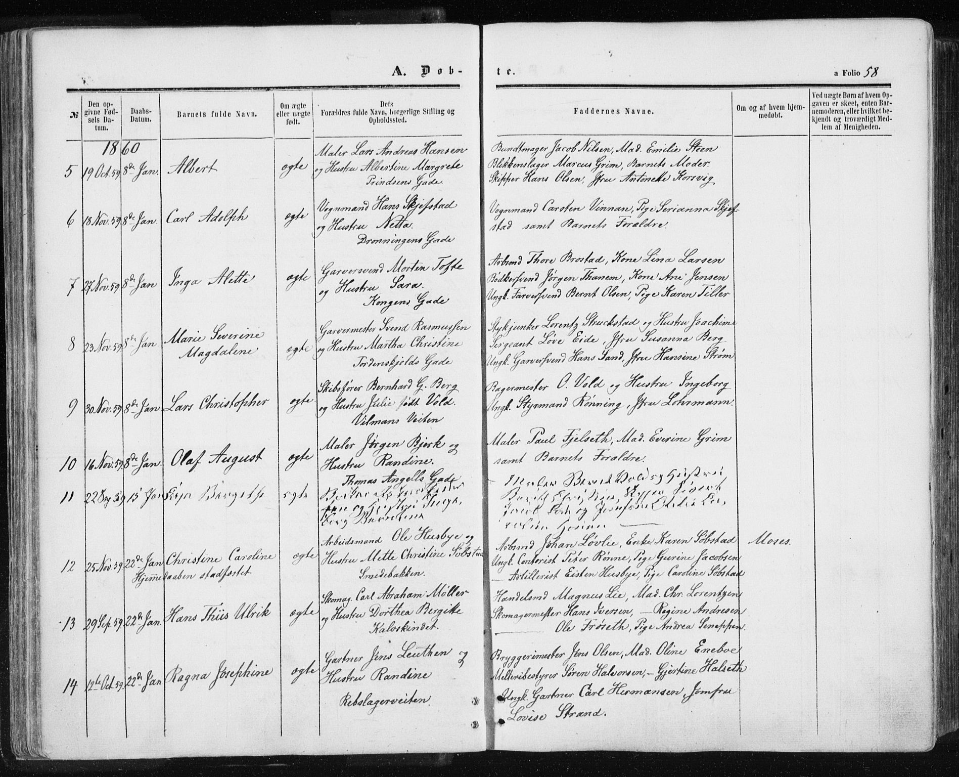 Ministerialprotokoller, klokkerbøker og fødselsregistre - Sør-Trøndelag, SAT/A-1456/601/L0053: Parish register (official) no. 601A21, 1857-1865, p. 58