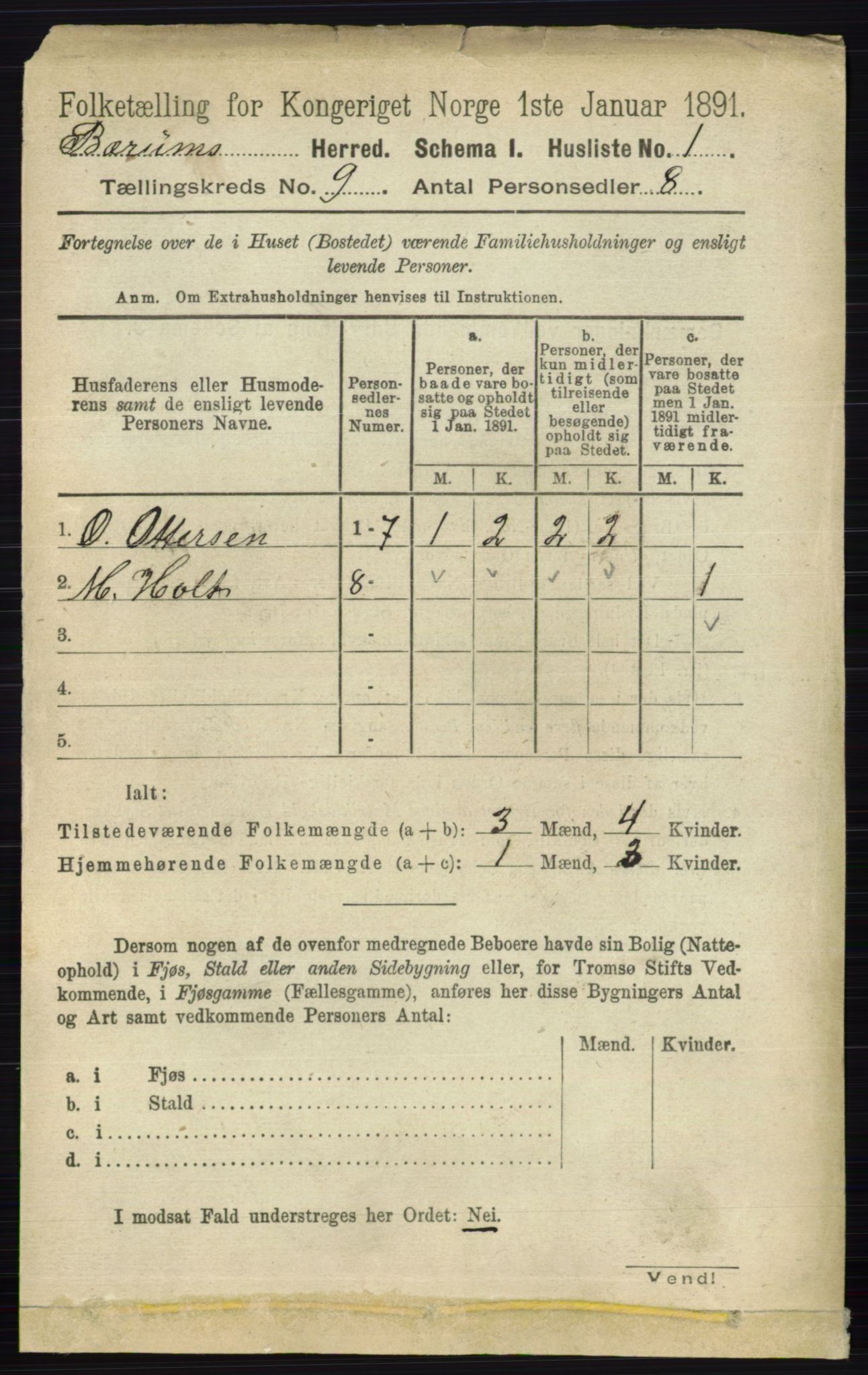RA, 1891 census for 0219 Bærum, 1891, p. 4980