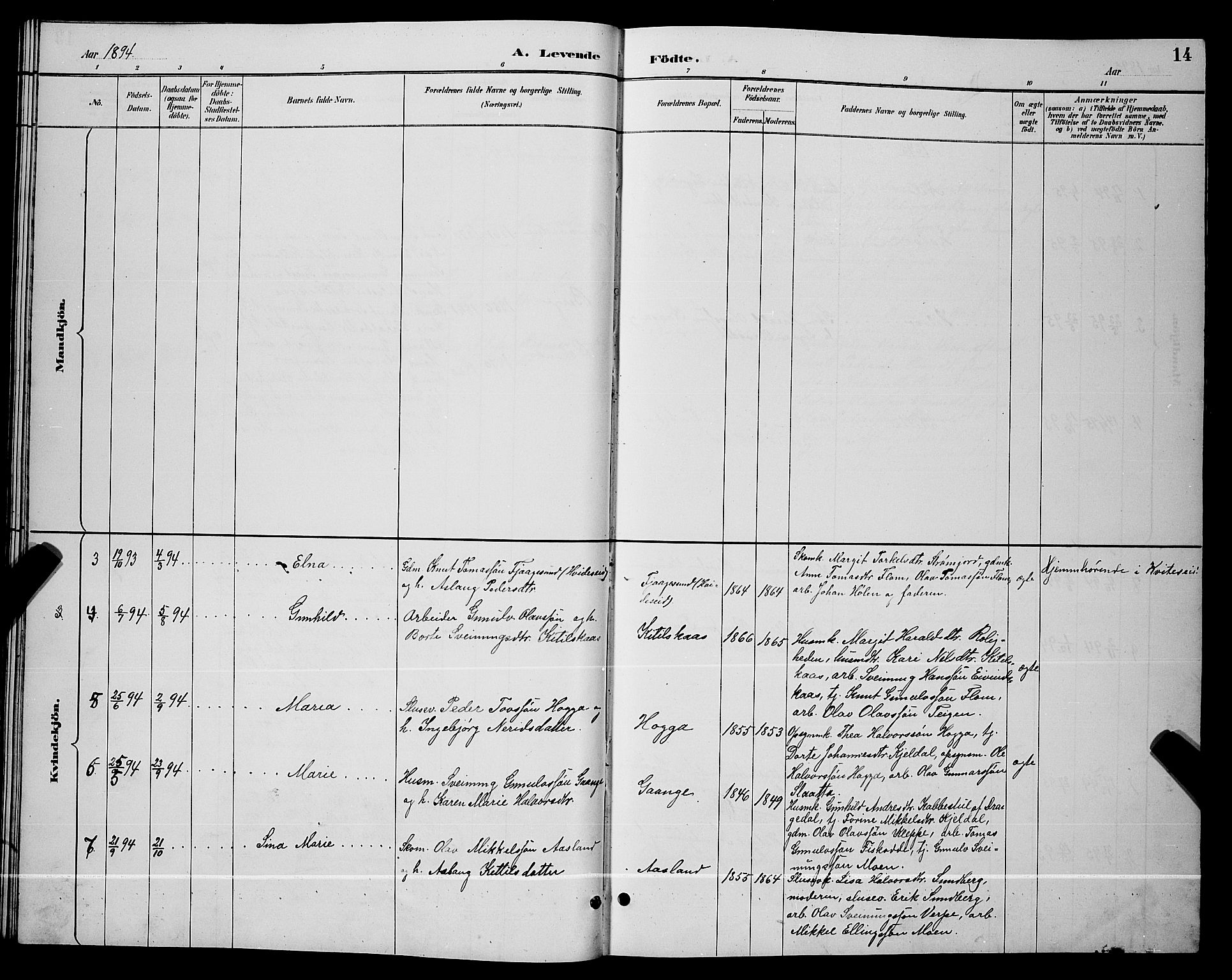Lunde kirkebøker, SAKO/A-282/G/Gb/L0002: Parish register (copy) no. II 2, 1888-1895, p. 14