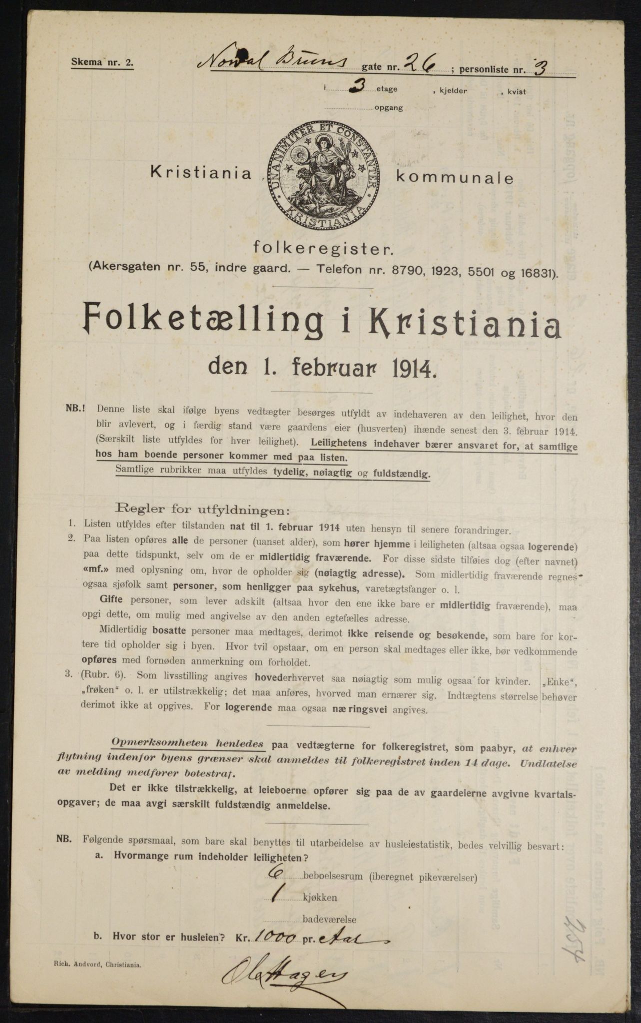 OBA, Municipal Census 1914 for Kristiania, 1914, p. 72414