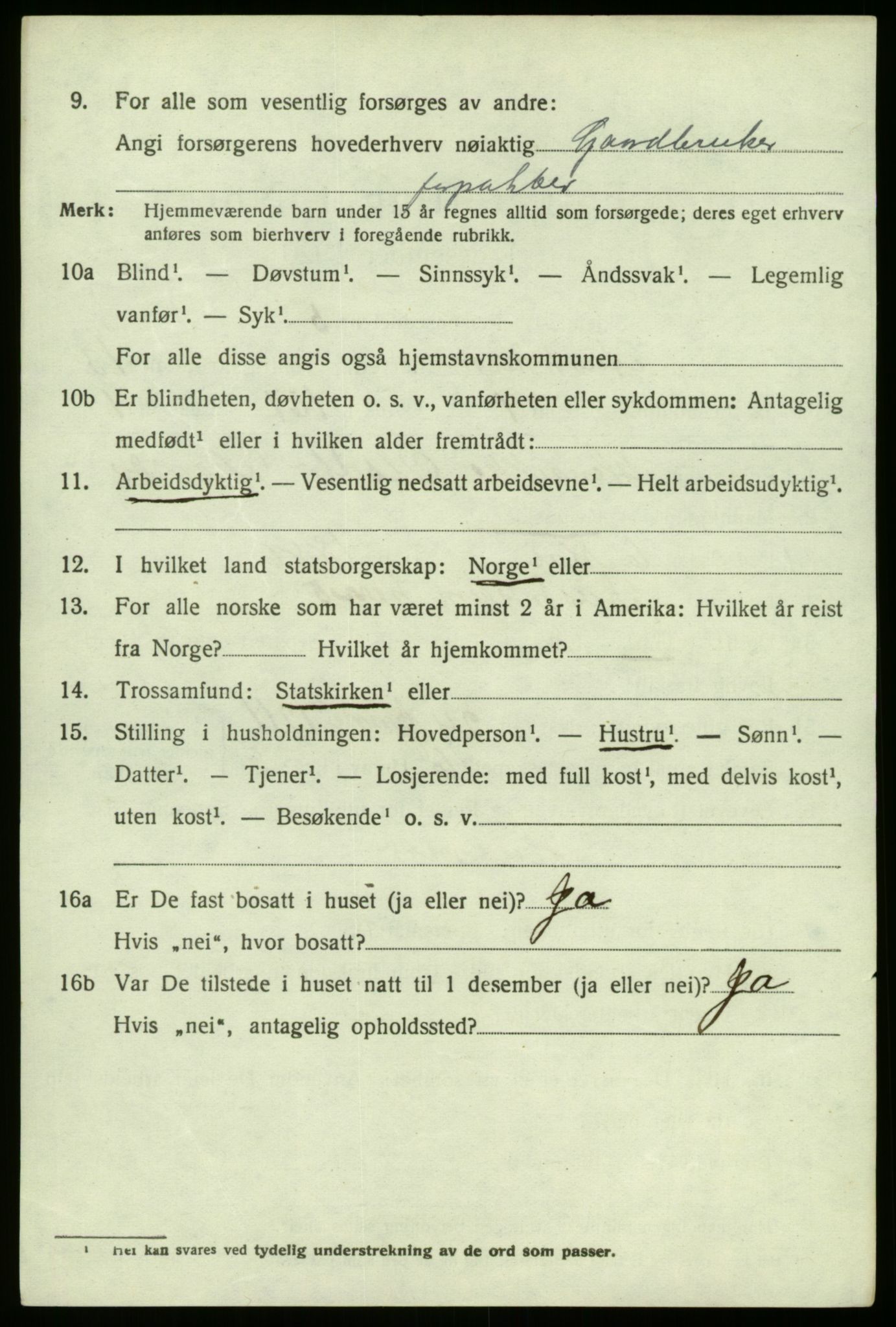 SAB, 1920 census for Austrheim, 1920, p. 4523