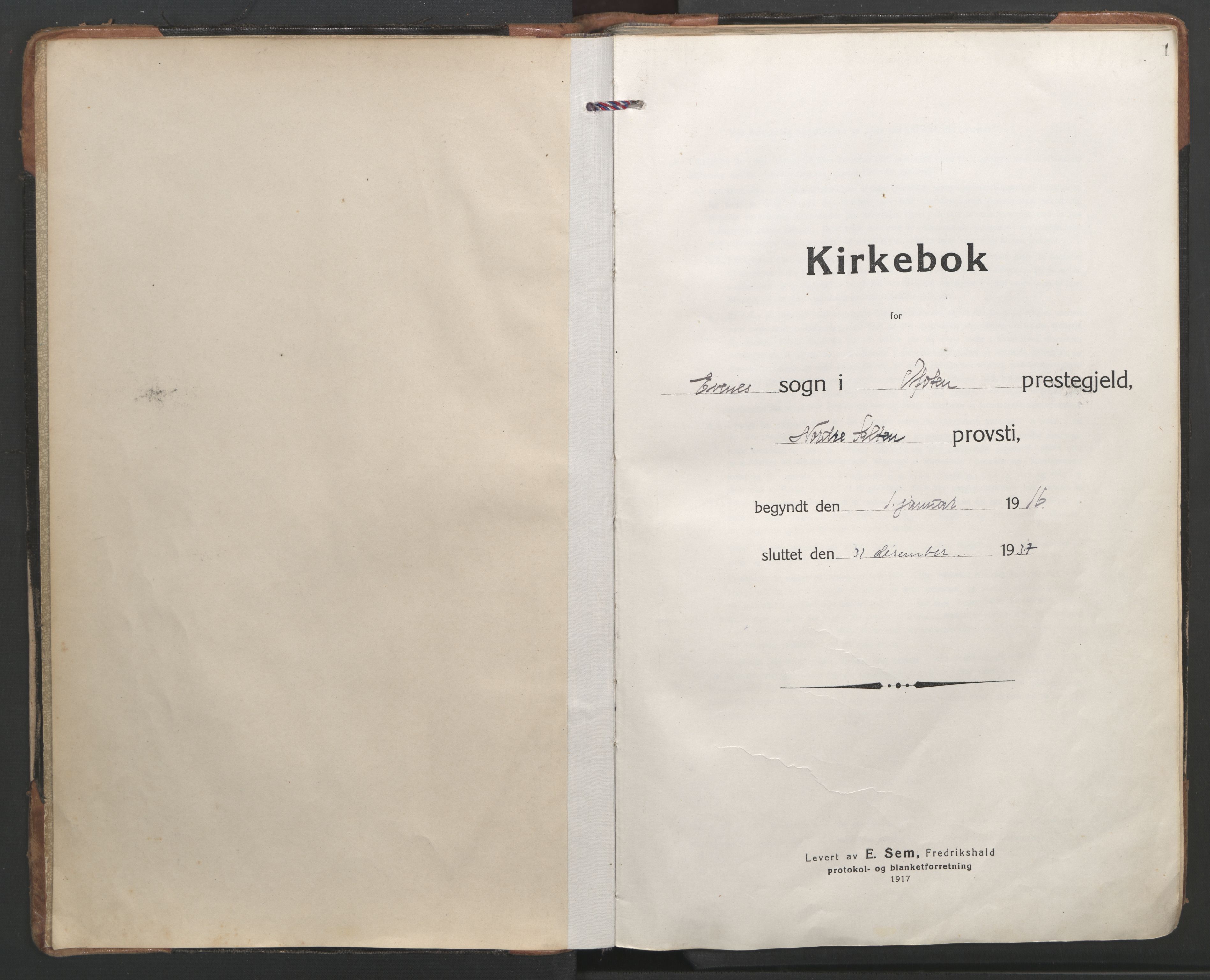 Ministerialprotokoller, klokkerbøker og fødselsregistre - Nordland, AV/SAT-A-1459/863/L0904: Parish register (official) no. 863A16, 1915-1937, p. 1