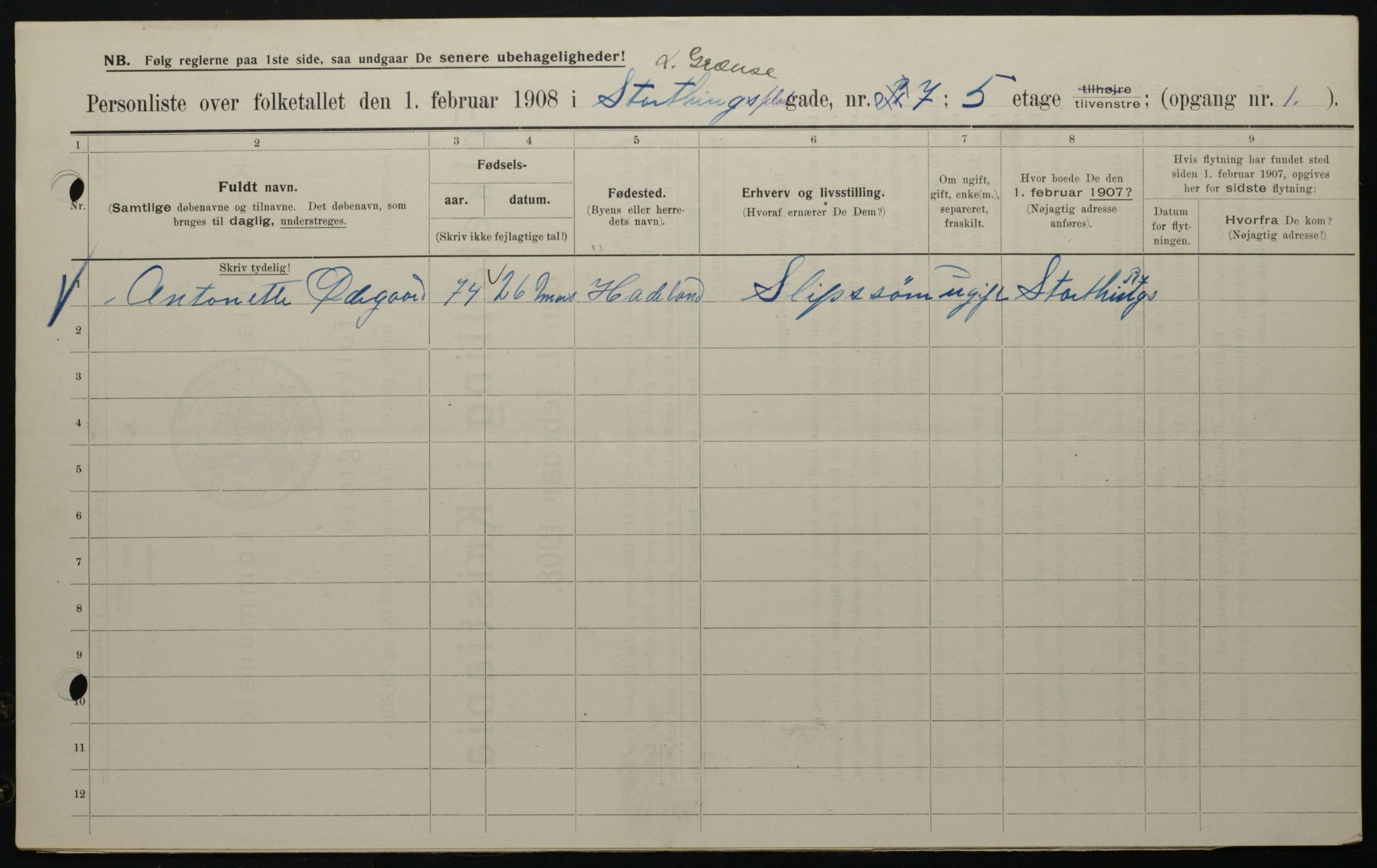 OBA, Municipal Census 1908 for Kristiania, 1908, p. 51659