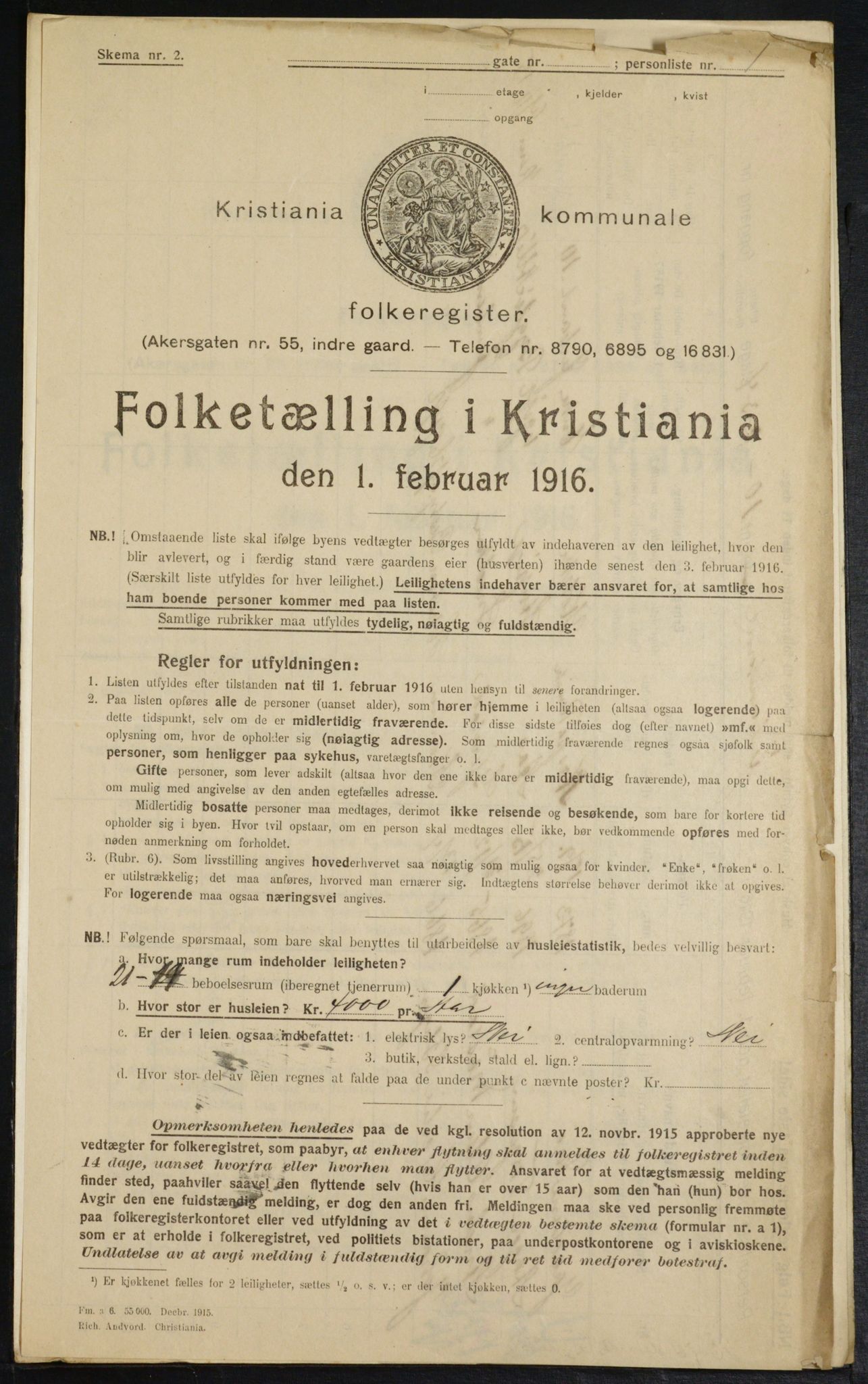 OBA, Municipal Census 1916 for Kristiania, 1916, p. 48044