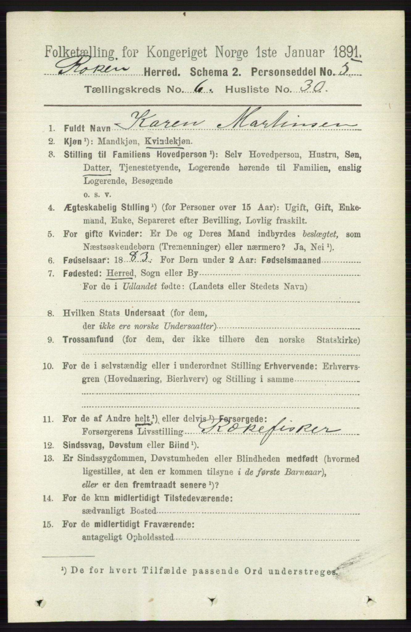 RA, 1891 census for 0627 Røyken, 1891, p. 3813