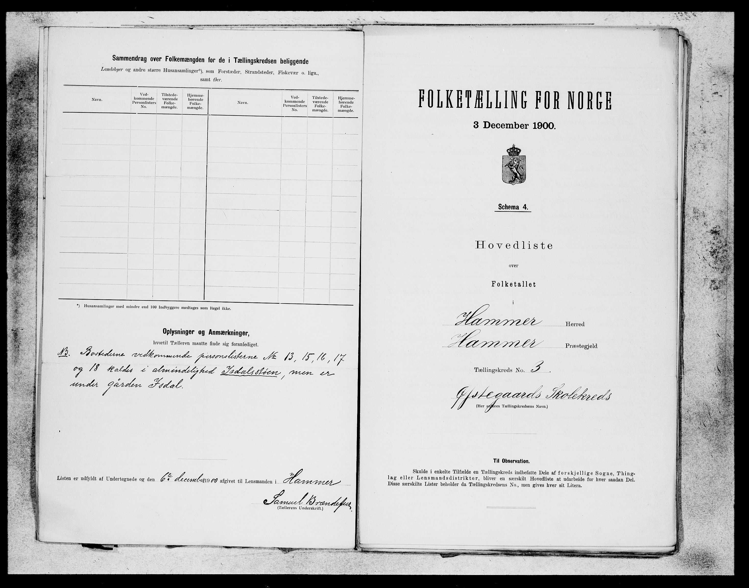 SAB, 1900 census for Hamre, 1900, p. 5