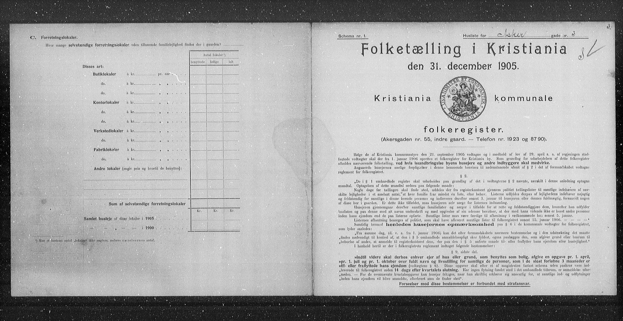 OBA, Municipal Census 1905 for Kristiania, 1905, p. 1293