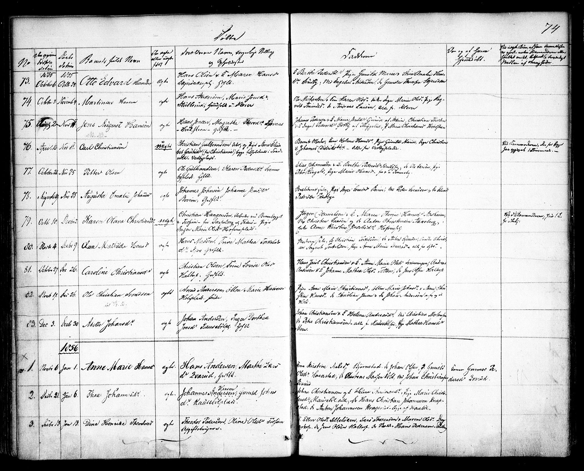 Spydeberg prestekontor Kirkebøker, SAO/A-10924/F/Fa/L0005: Parish register (official) no. I 5, 1842-1862, p. 74