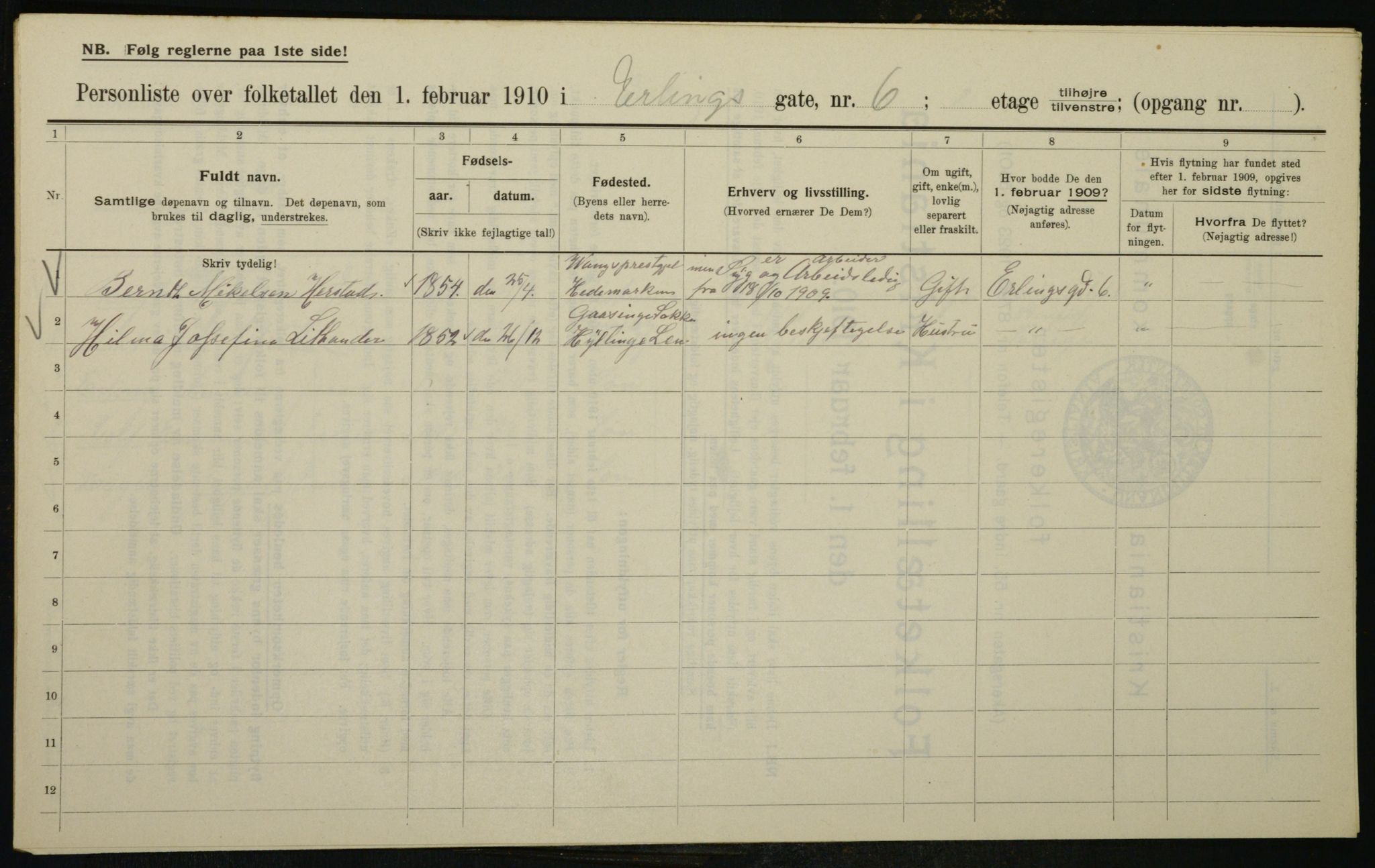 OBA, Municipal Census 1910 for Kristiania, 1910, p. 20677