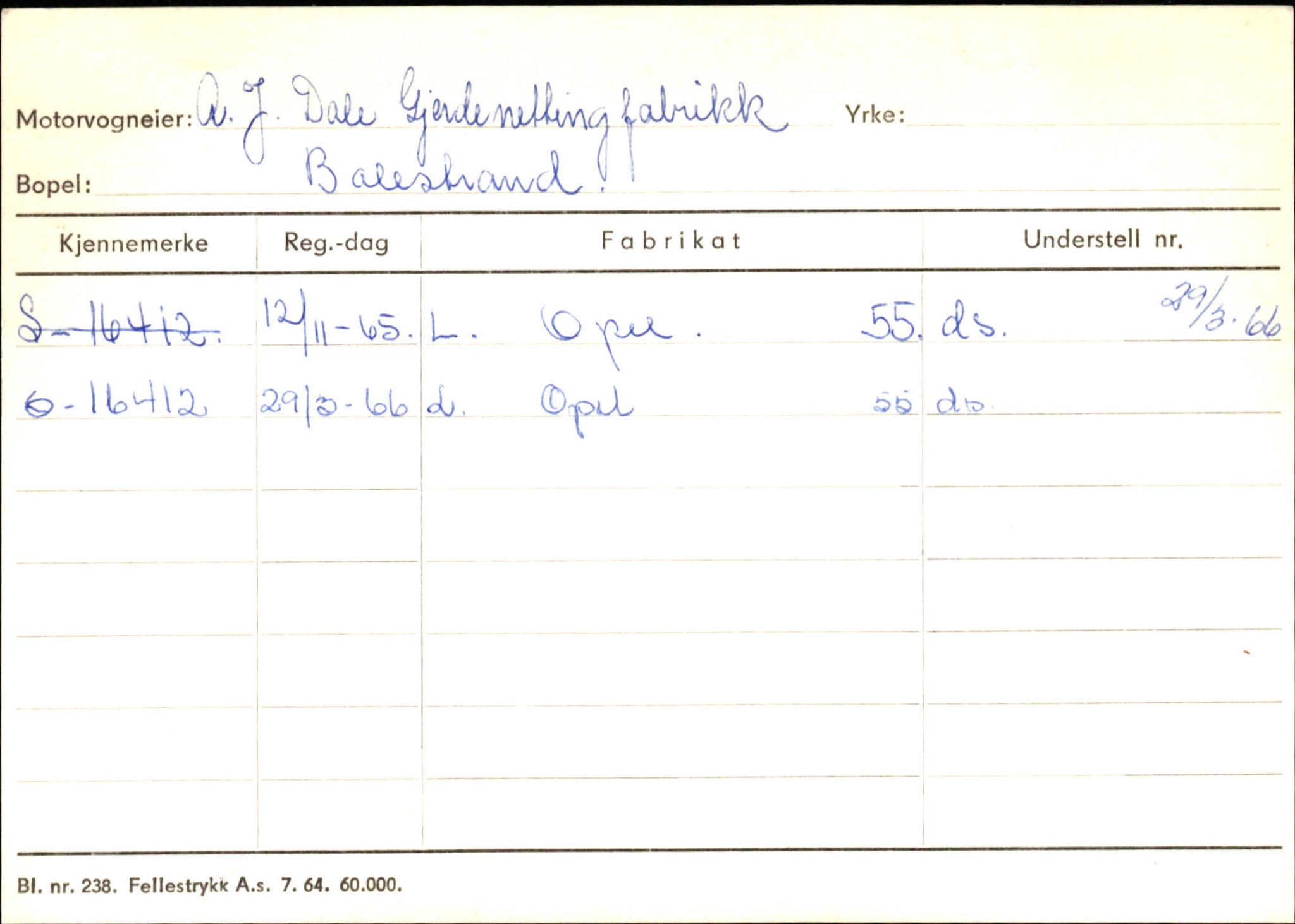 Statens vegvesen, Sogn og Fjordane vegkontor, SAB/A-5301/4/F/L0132: Eigarregister Askvoll A-Å. Balestrand A-Å, 1945-1975, p. 1633