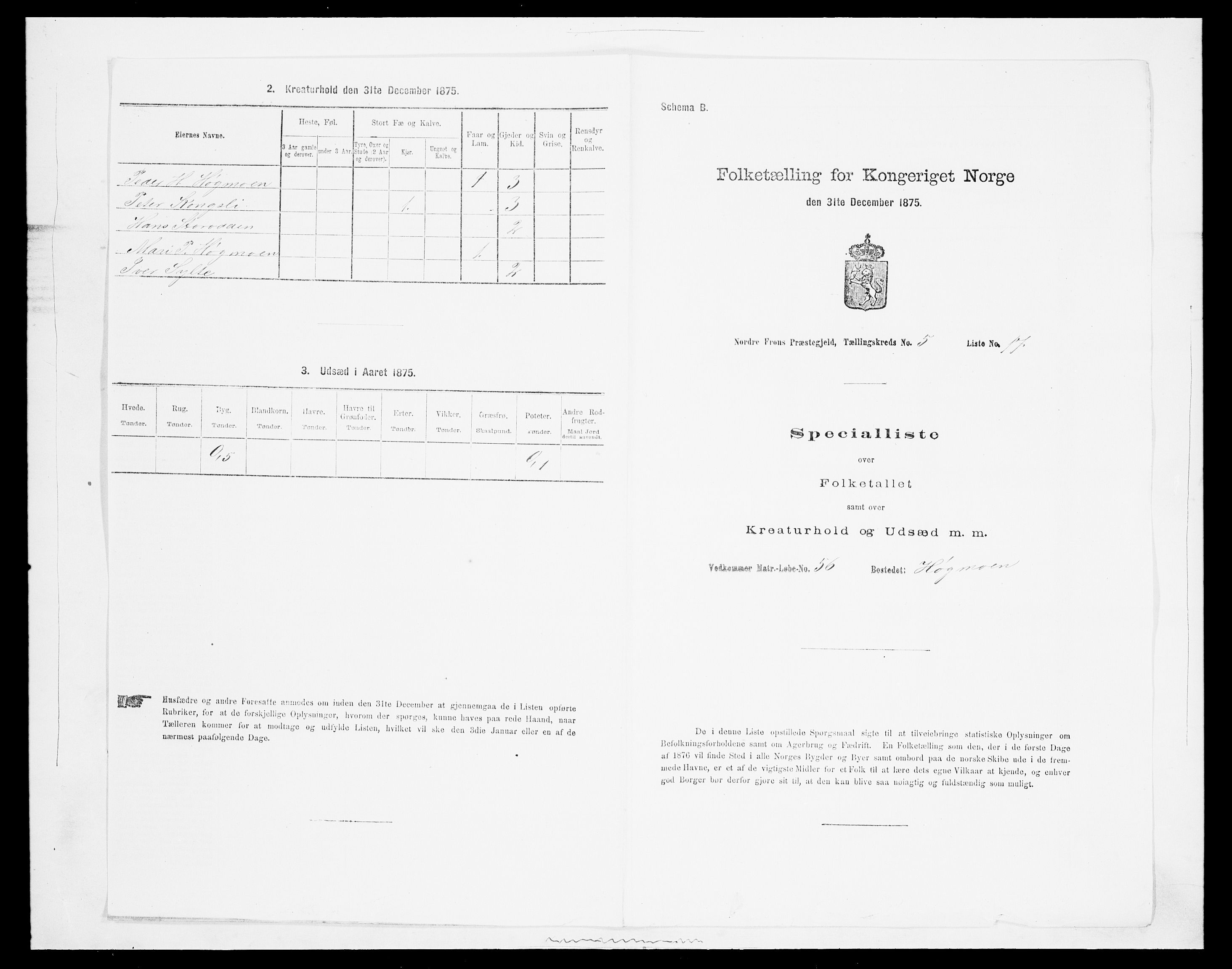 SAH, 1875 census for 0518P Nord-Fron, 1875, p. 794