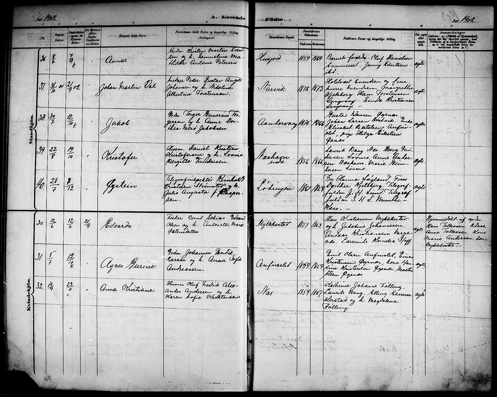 Ministerialprotokoller, klokkerbøker og fødselsregistre - Nordland, AV/SAT-A-1459/872/L1048: Parish register (copy) no. 872C04, 1898-1919