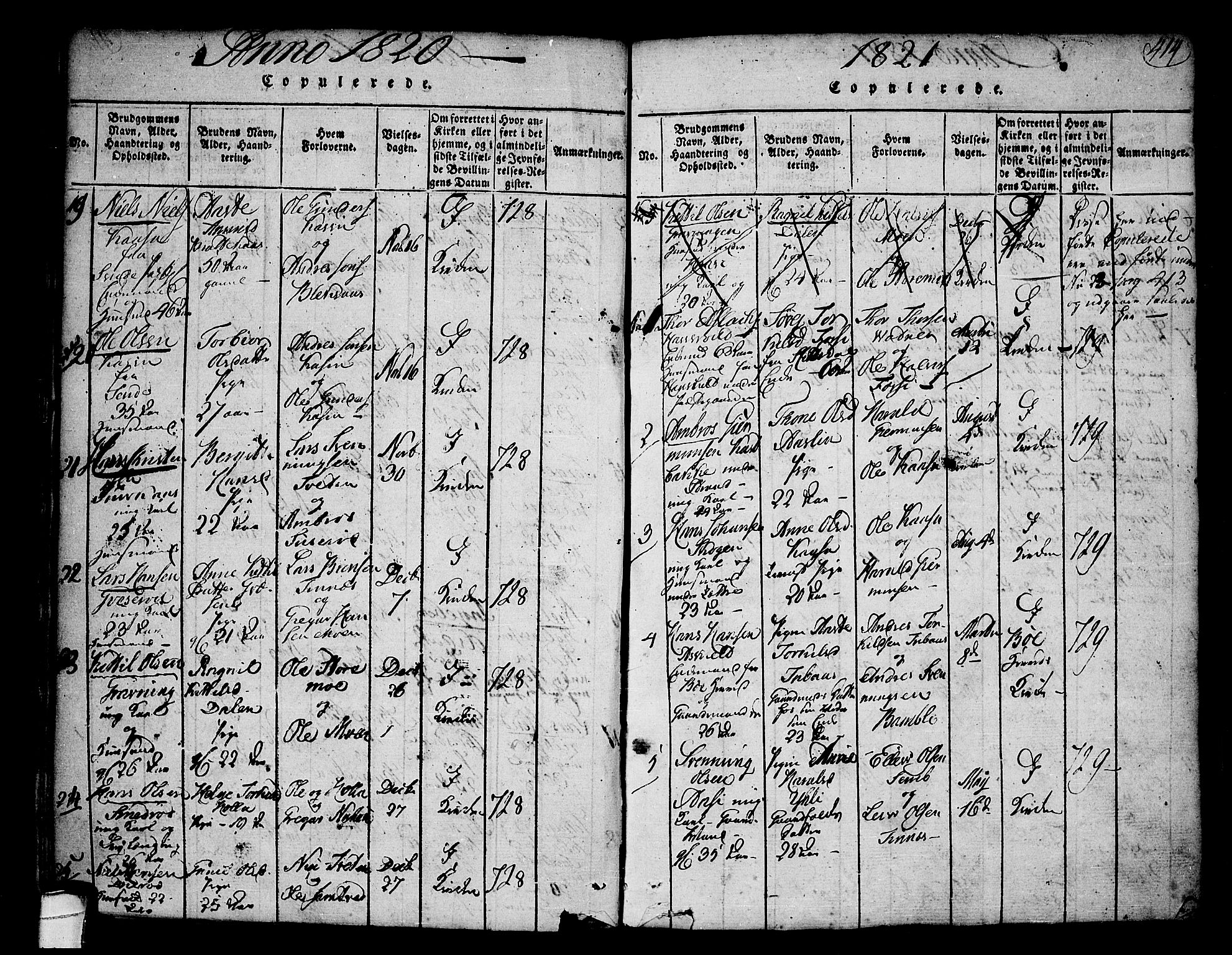 Heddal kirkebøker, SAKO/A-268/F/Fa/L0005: Parish register (official) no. I 5, 1814-1837, p. 413-414