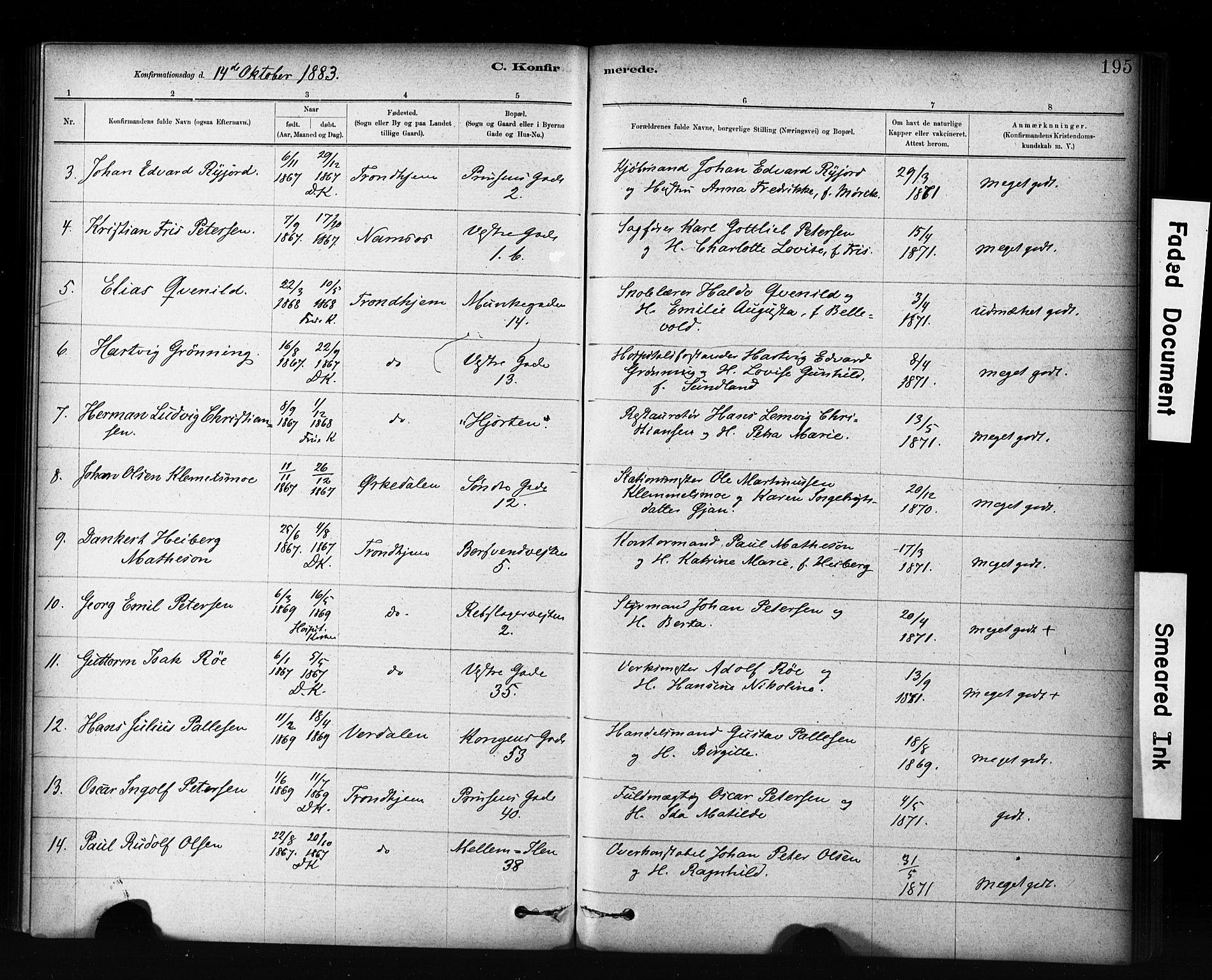 Ministerialprotokoller, klokkerbøker og fødselsregistre - Sør-Trøndelag, SAT/A-1456/601/L0071: Curate's parish register no. 601B04, 1882-1931, p. 195