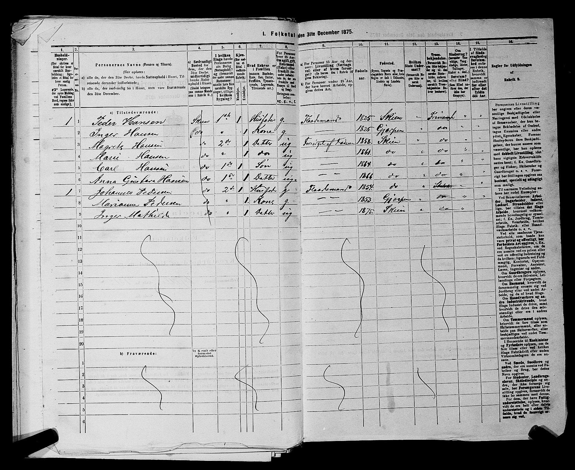 SAKO, 1875 census for 0806P Skien, 1875, p. 465