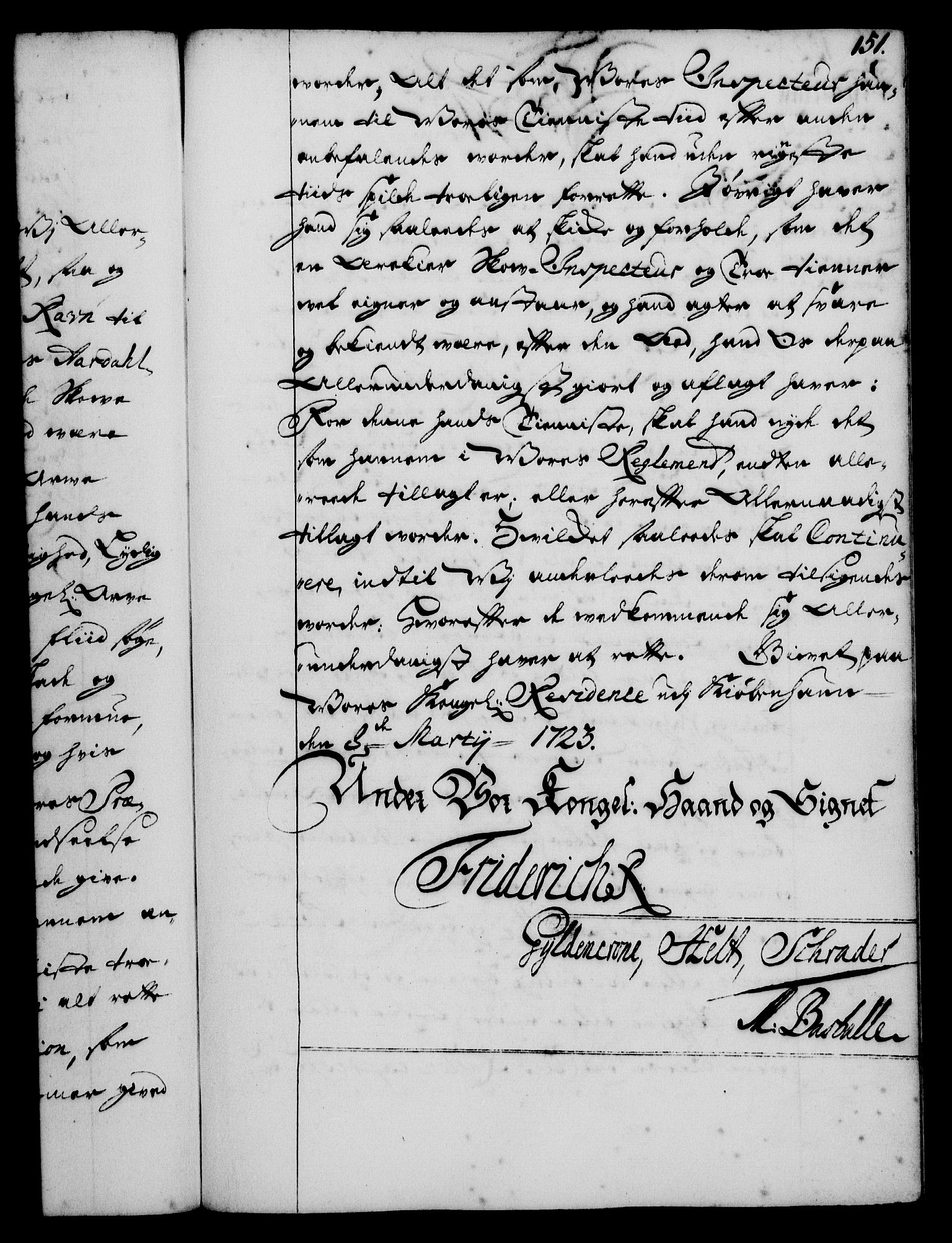Rentekammeret, Kammerkanselliet, RA/EA-3111/G/Gg/Gge/L0001: Norsk bestallingsprotokoll med register (merket RK 53.25), 1720-1730, p. 151