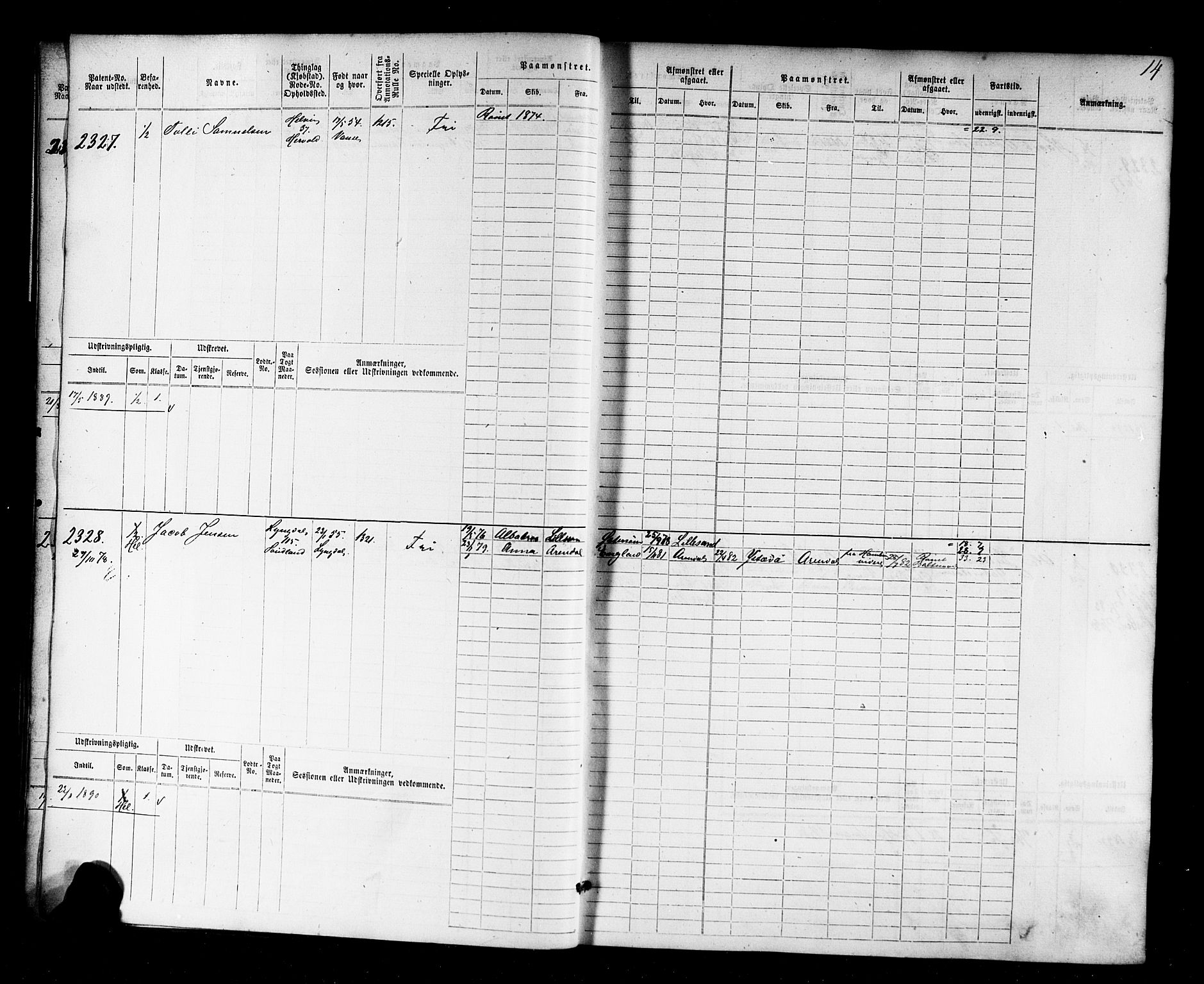 Farsund mønstringskrets, AV/SAK-2031-0017/F/Fb/L0018: Hovedrulle nr 2301-3066, Z-10, 1875-1914, p. 15