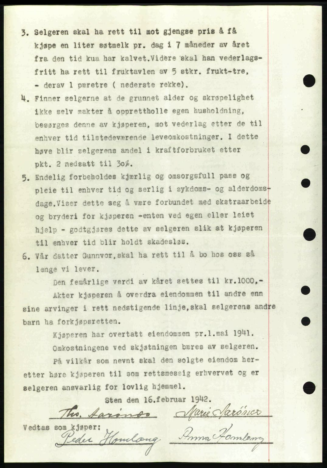 Nordre Sunnmøre sorenskriveri, AV/SAT-A-0006/1/2/2C/2Ca: Mortgage book no. A13, 1942-1942, Diary no: : 492/1942