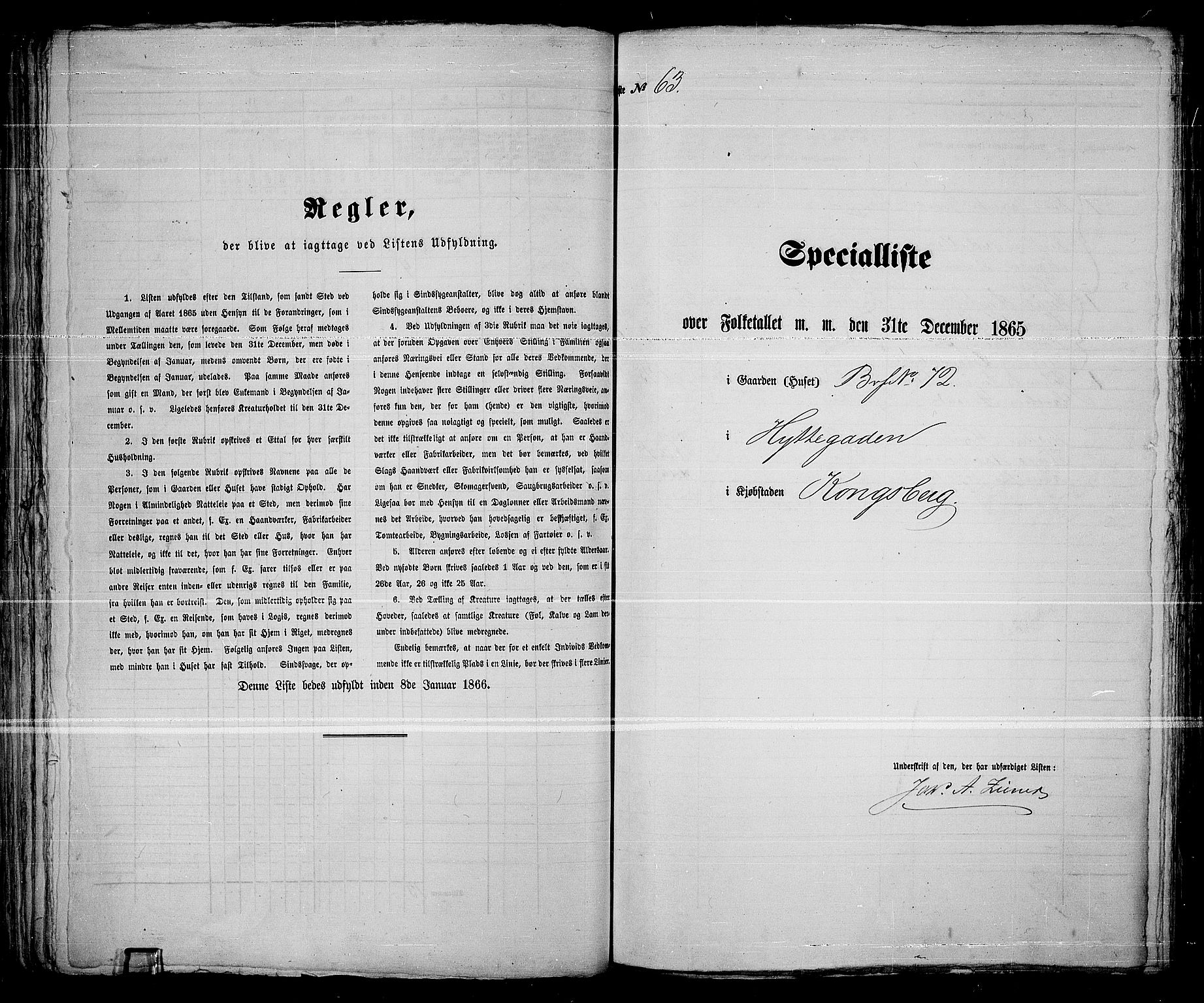 RA, 1865 census for Kongsberg/Kongsberg, 1865, p. 136