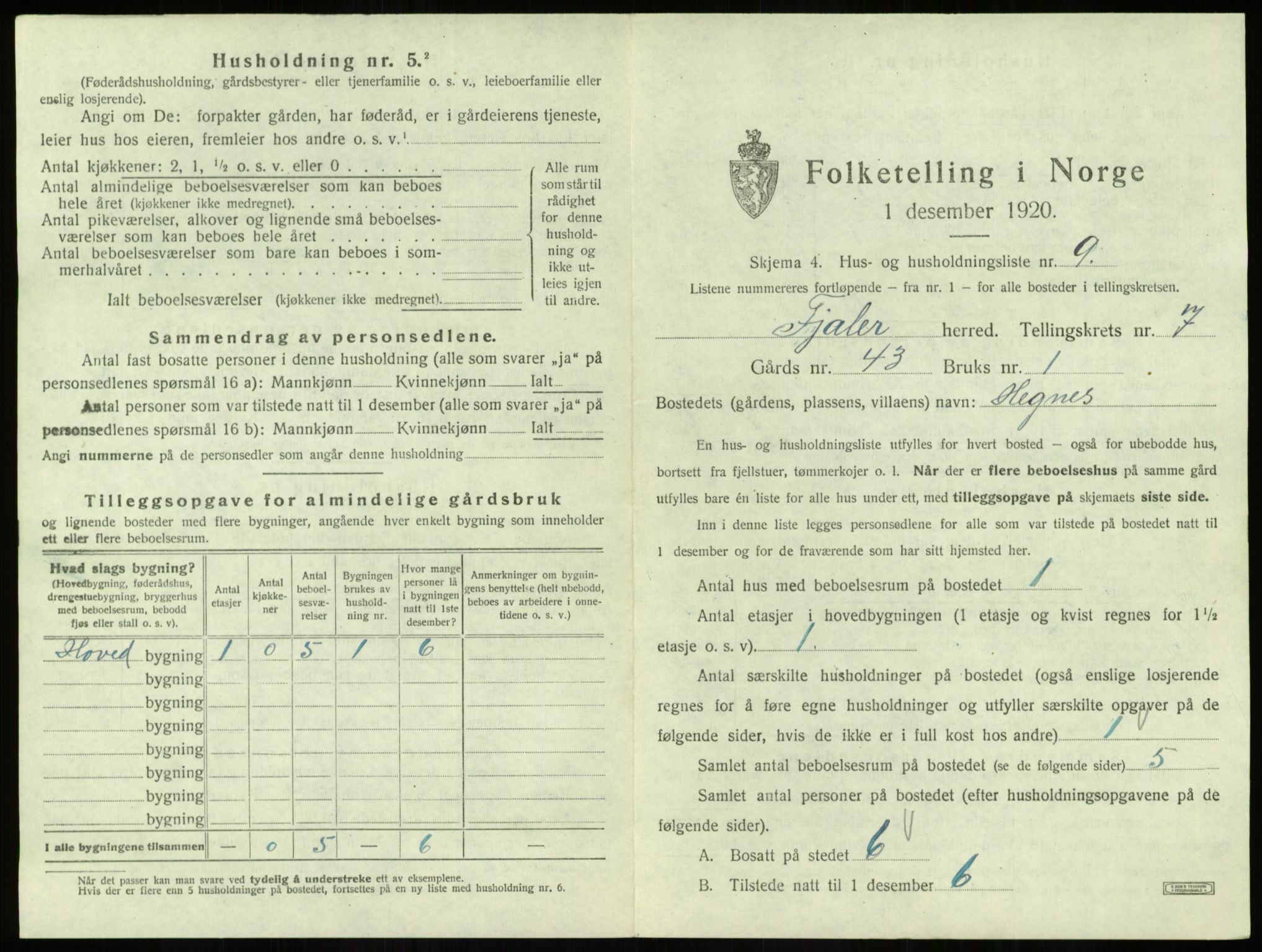 SAB, 1920 census for Fjaler, 1920, p. 586