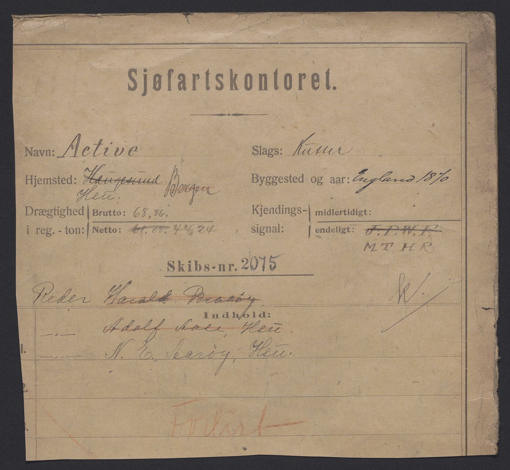 Sjøfartsdirektoratet med forløpere, skipsmapper slettede skip, AV/RA-S-4998/F/Fa/L0003: --, 1848-1912, p. 398