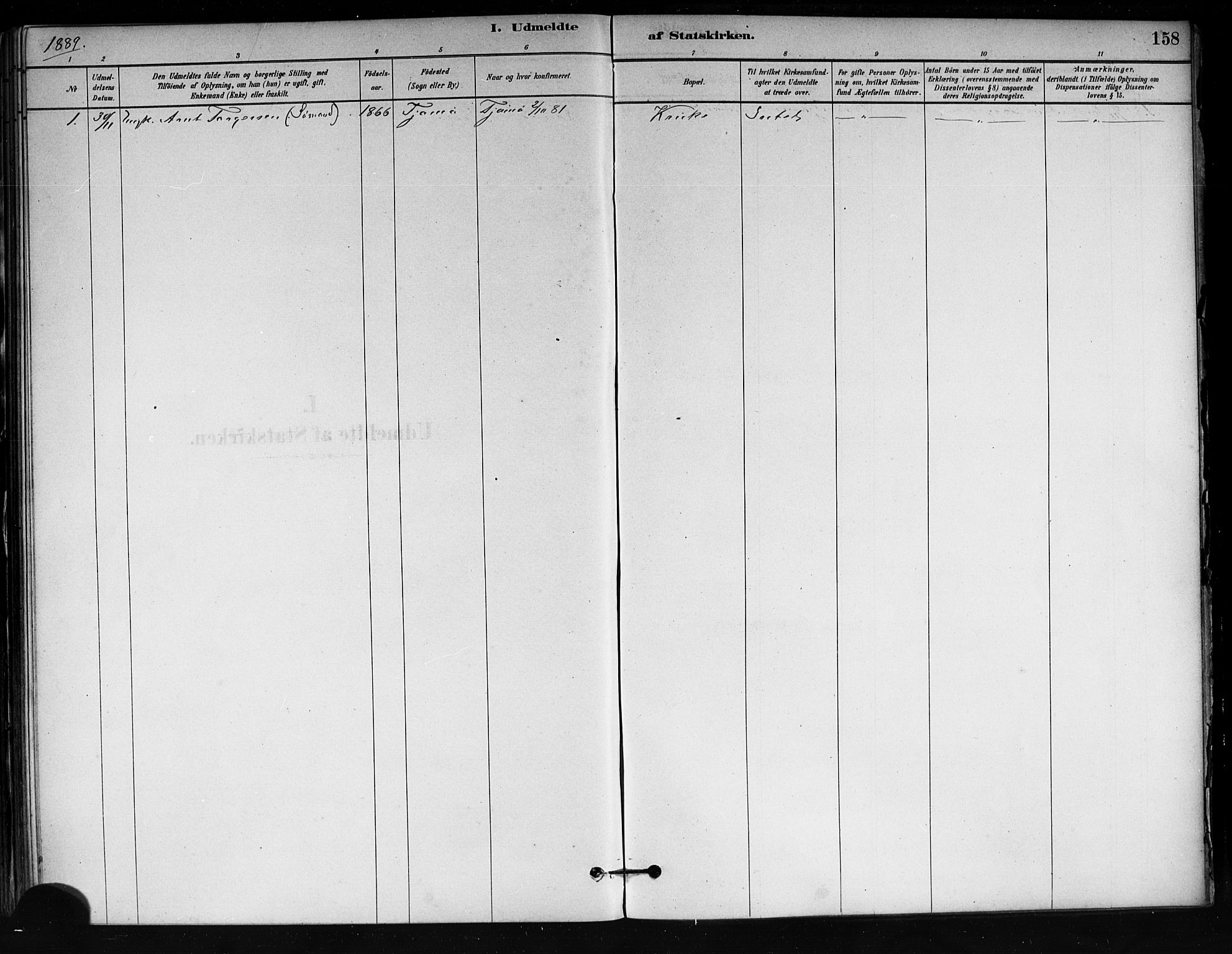 Tjøme kirkebøker, AV/SAKO-A-328/F/Fa/L0001: Parish register (official) no. I 1, 1879-1890, p. 158