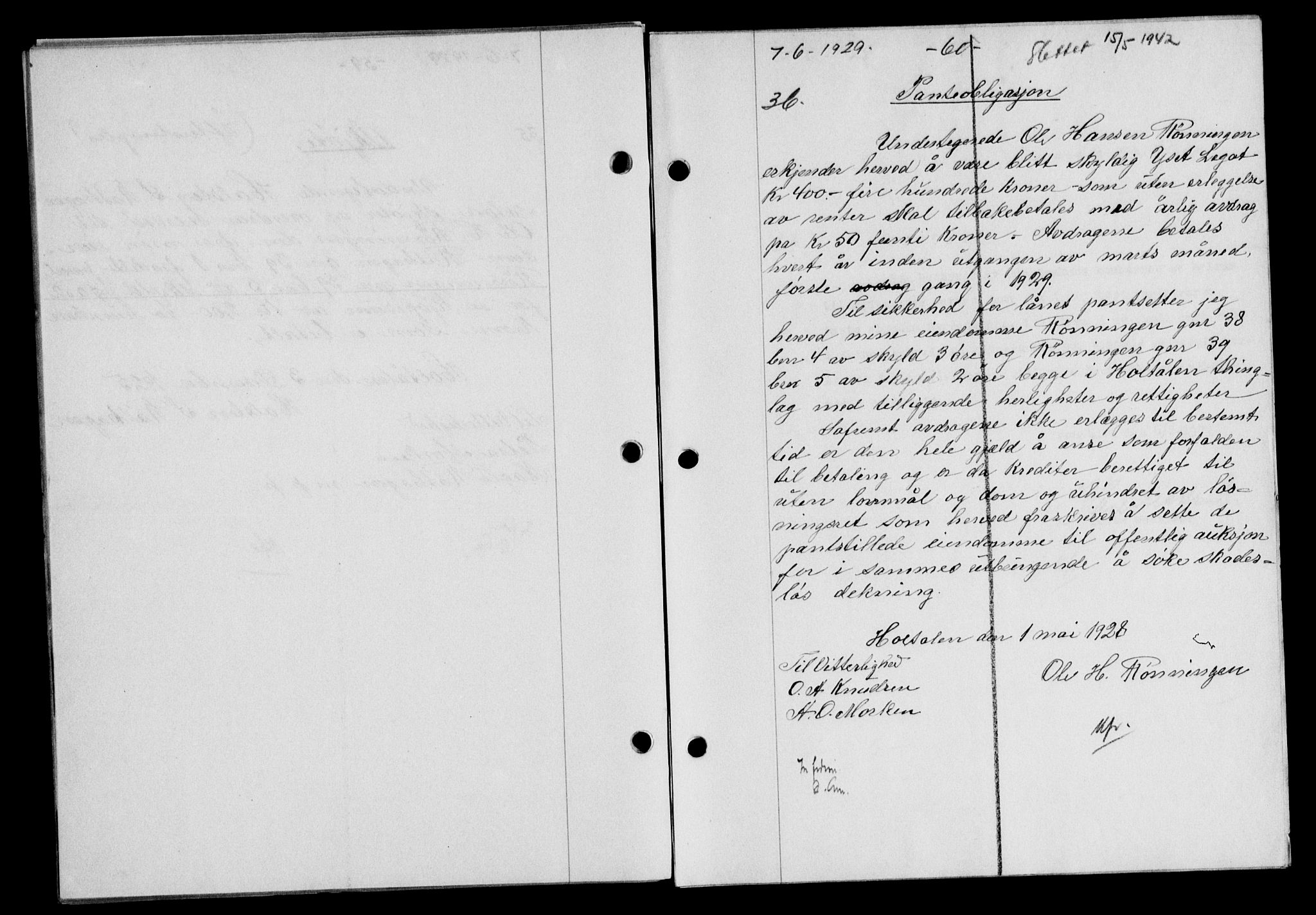 Gauldal sorenskriveri, AV/SAT-A-0014/1/2/2C/L0038: Mortgage book no. 39, 1929-1930, Deed date: 07.06.1929