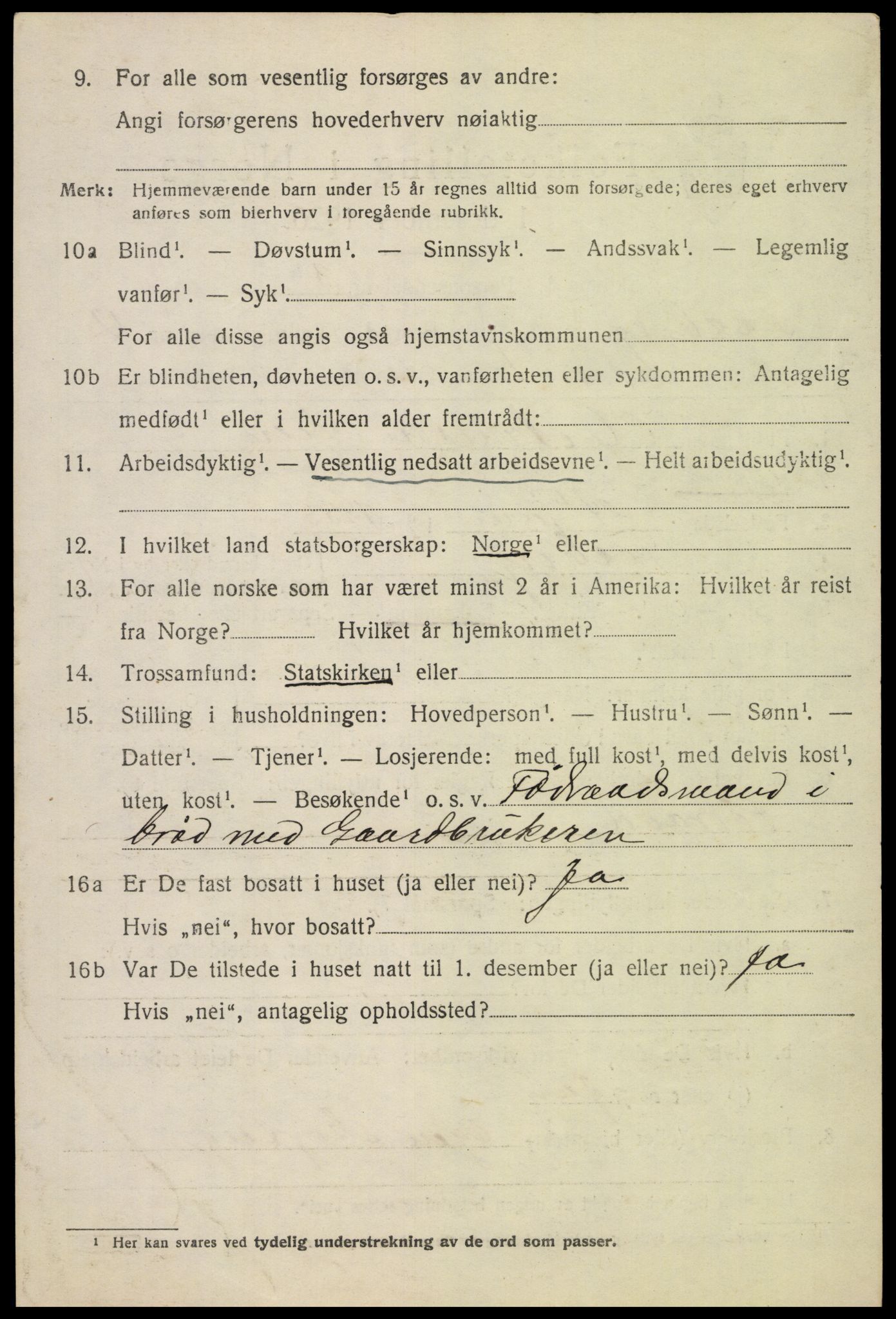 SAH, 1920 census for Fåberg, 1920, p. 12725