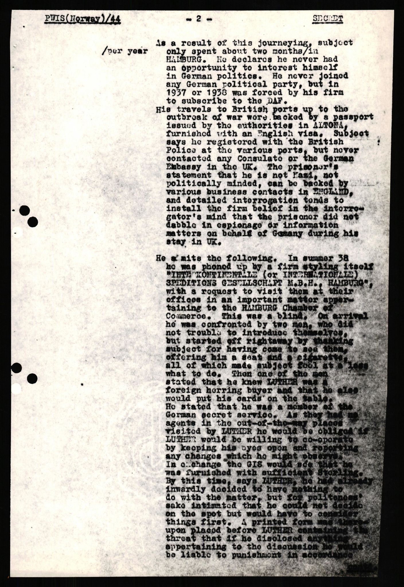 Forsvaret, Forsvarets overkommando II, AV/RA-RAFA-3915/D/Db/L0020: CI Questionaires. Tyske okkupasjonsstyrker i Norge. Tyskere., 1945-1946, p. 437