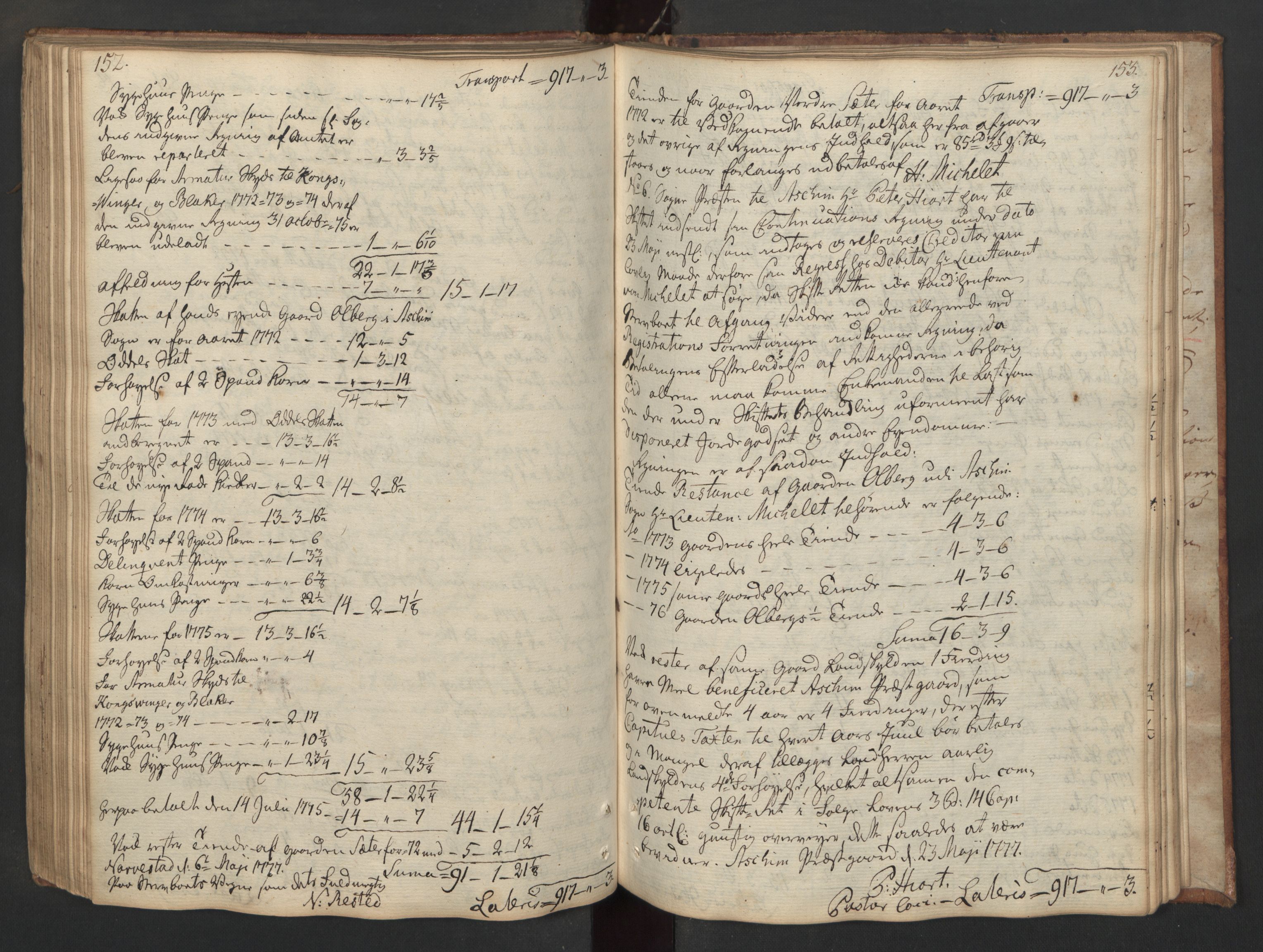 Forsvaret, Generalauditøren, AV/RA-RAFA-1772/F/Fj/Fjc/L0007: Skifteprotokol for 1ste søndenfjeldske dragonregiment, 1762-1789, p. 152-153