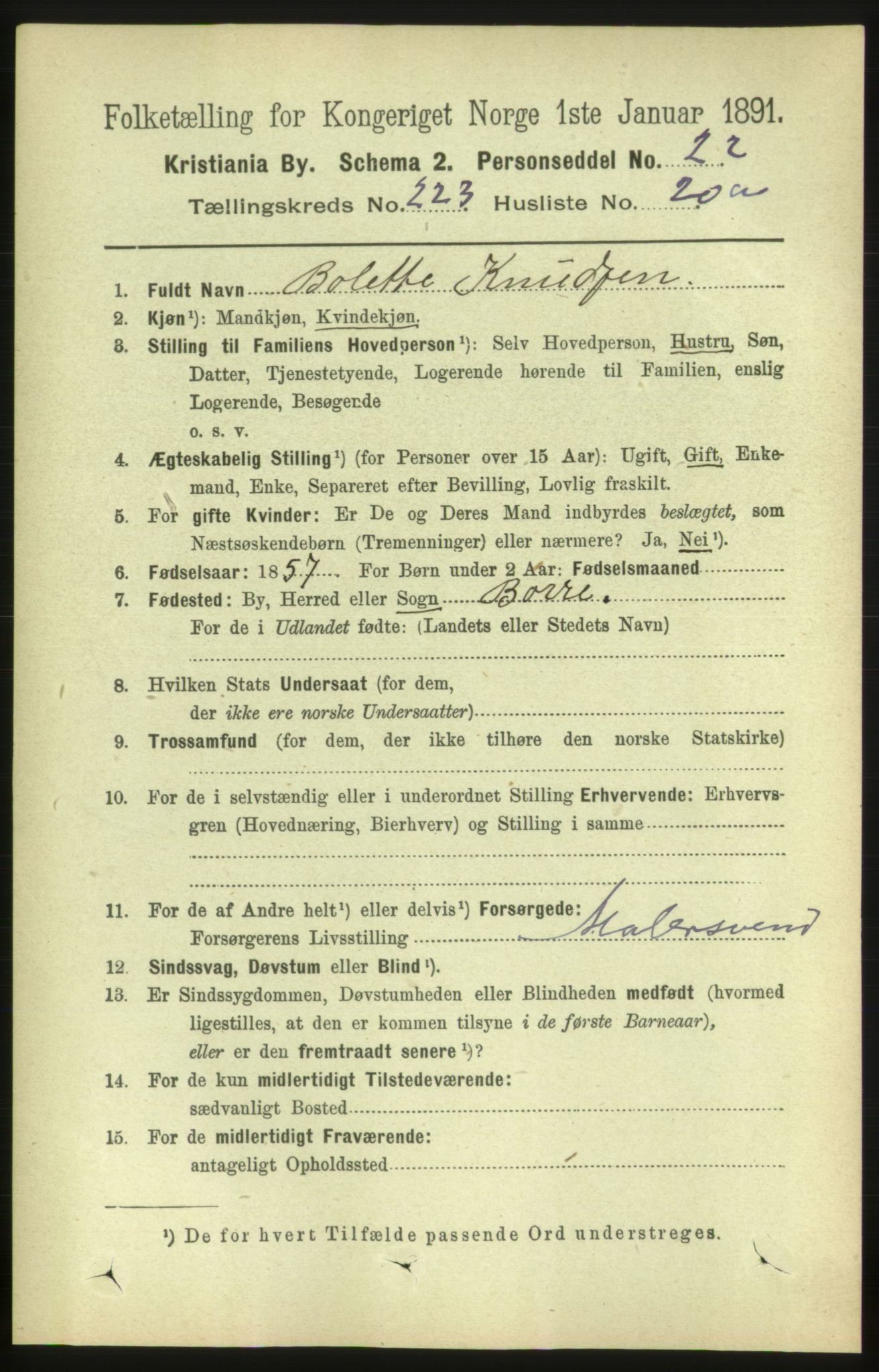 RA, 1891 census for 0301 Kristiania, 1891, p. 135127