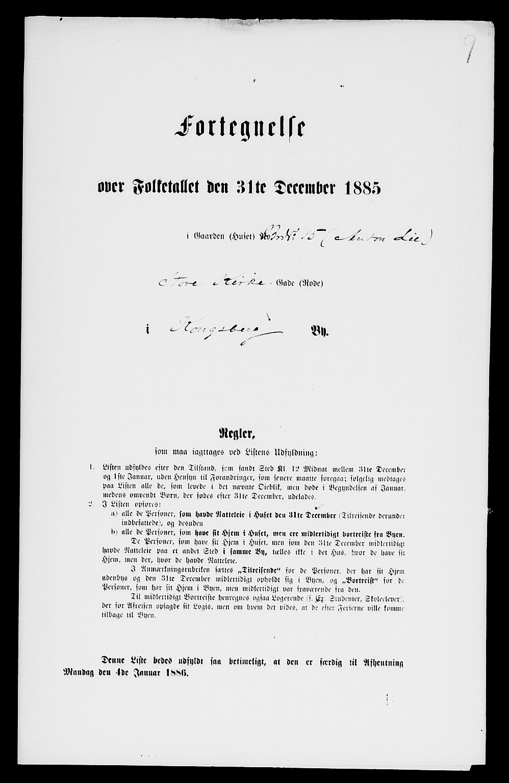 SAKO, 1885 census for 0604 Kongsberg, 1885, p. 19
