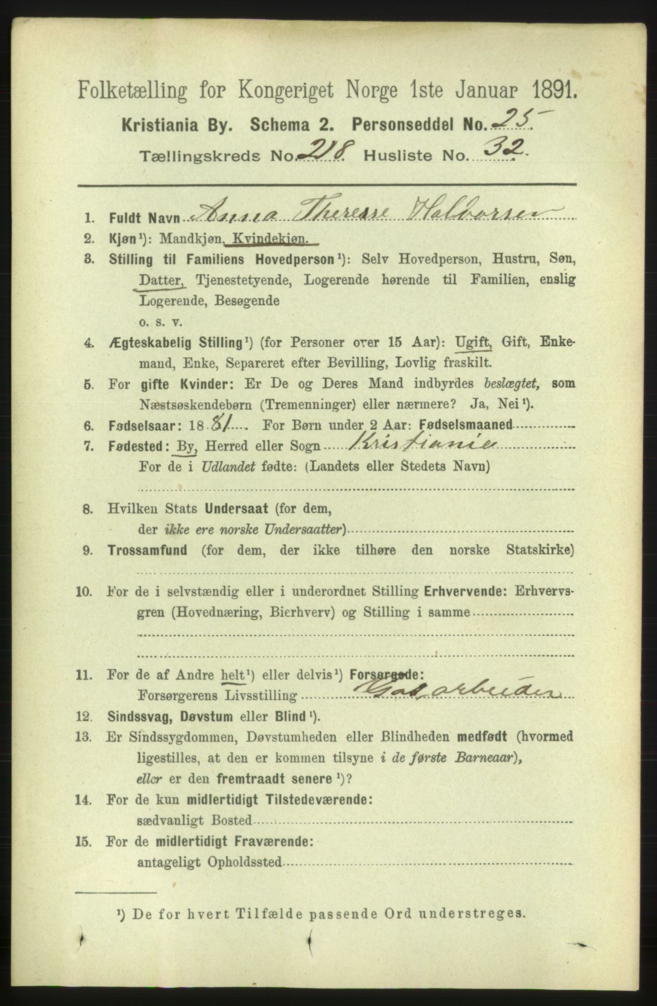 RA, 1891 census for 0301 Kristiania, 1891, p. 129891