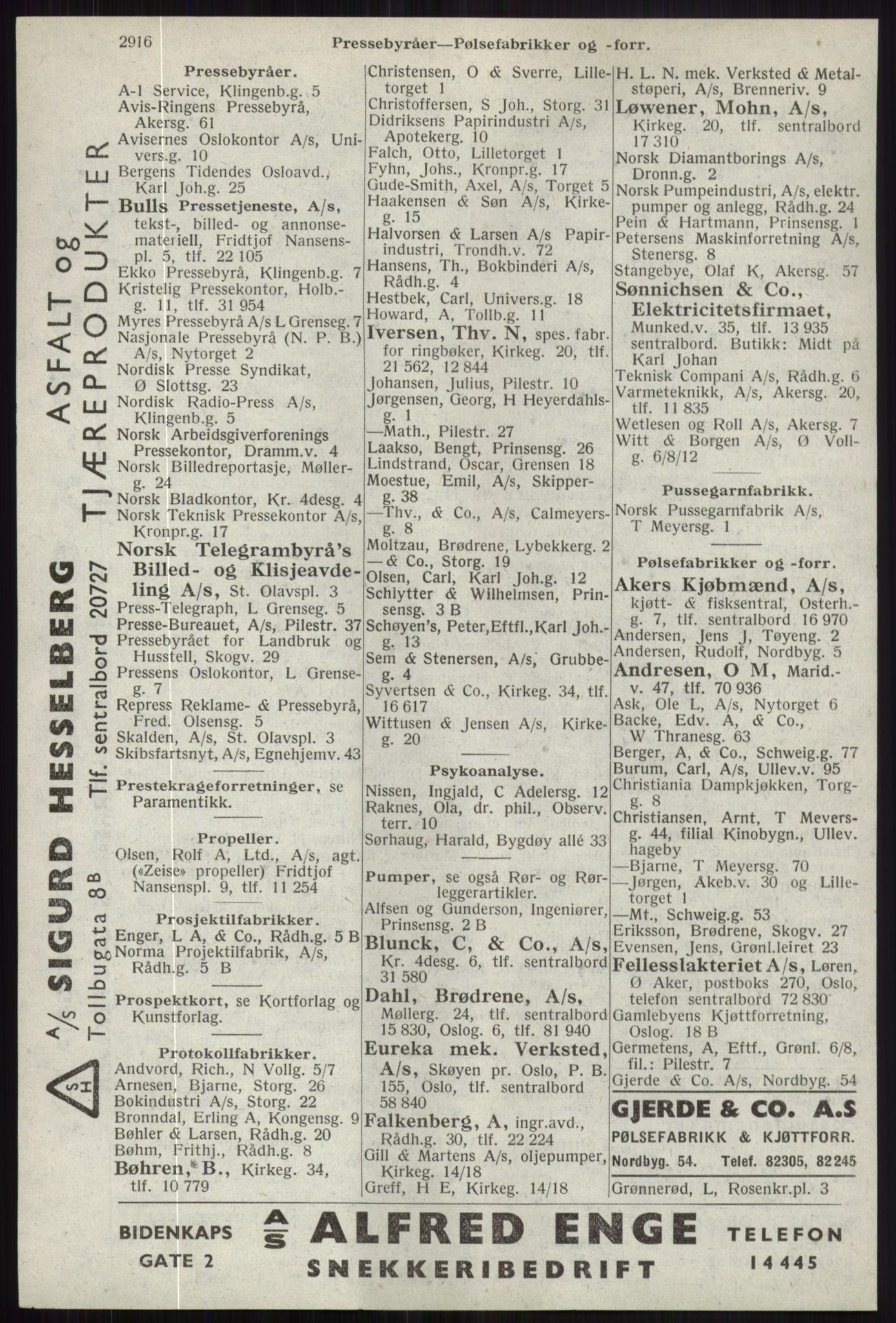 Kristiania/Oslo adressebok, PUBL/-, 1941, p. 2916