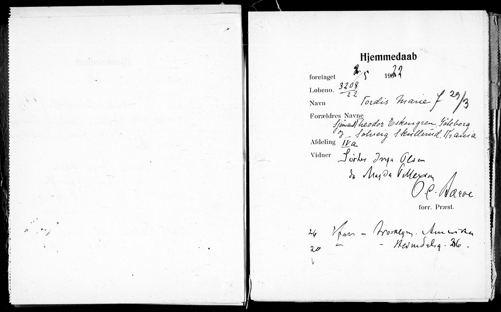 Ullevål sykehus prestekontor Kirkebøker, AV/SAO-A-10542a/K/Ka/L0002: Baptism register no. 2, 1907-1924