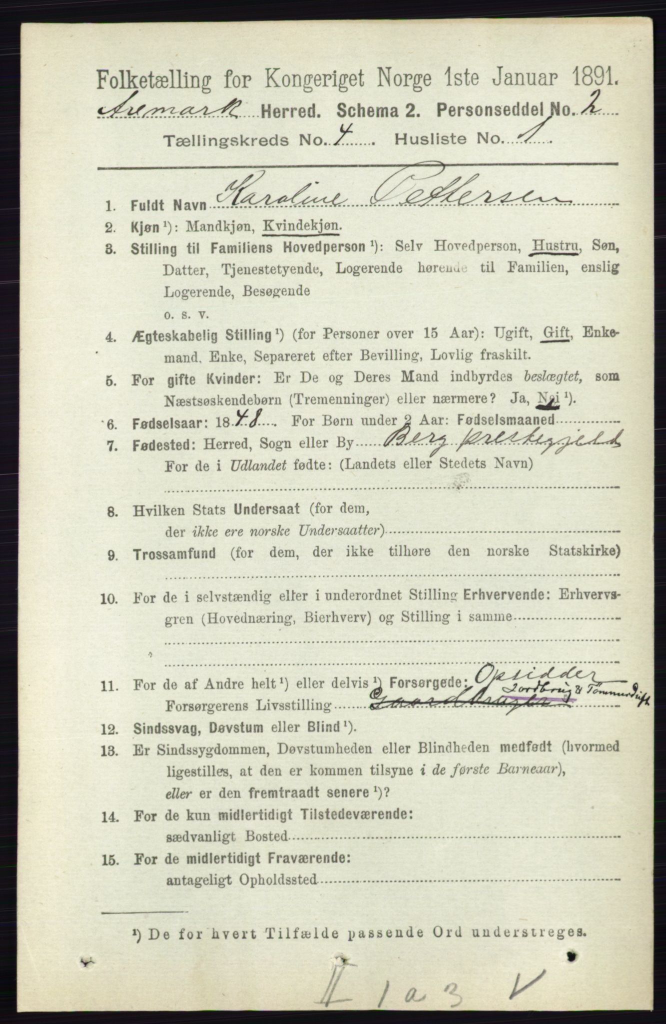 RA, 1891 census for 0118 Aremark, 1891, p. 1914