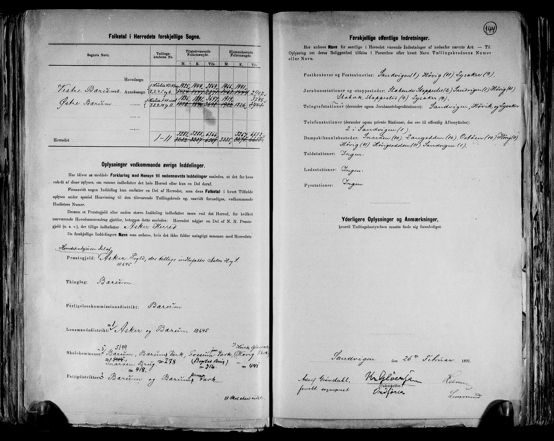 RA, 1891 census for 0219 Bærum, 1891, p. 3