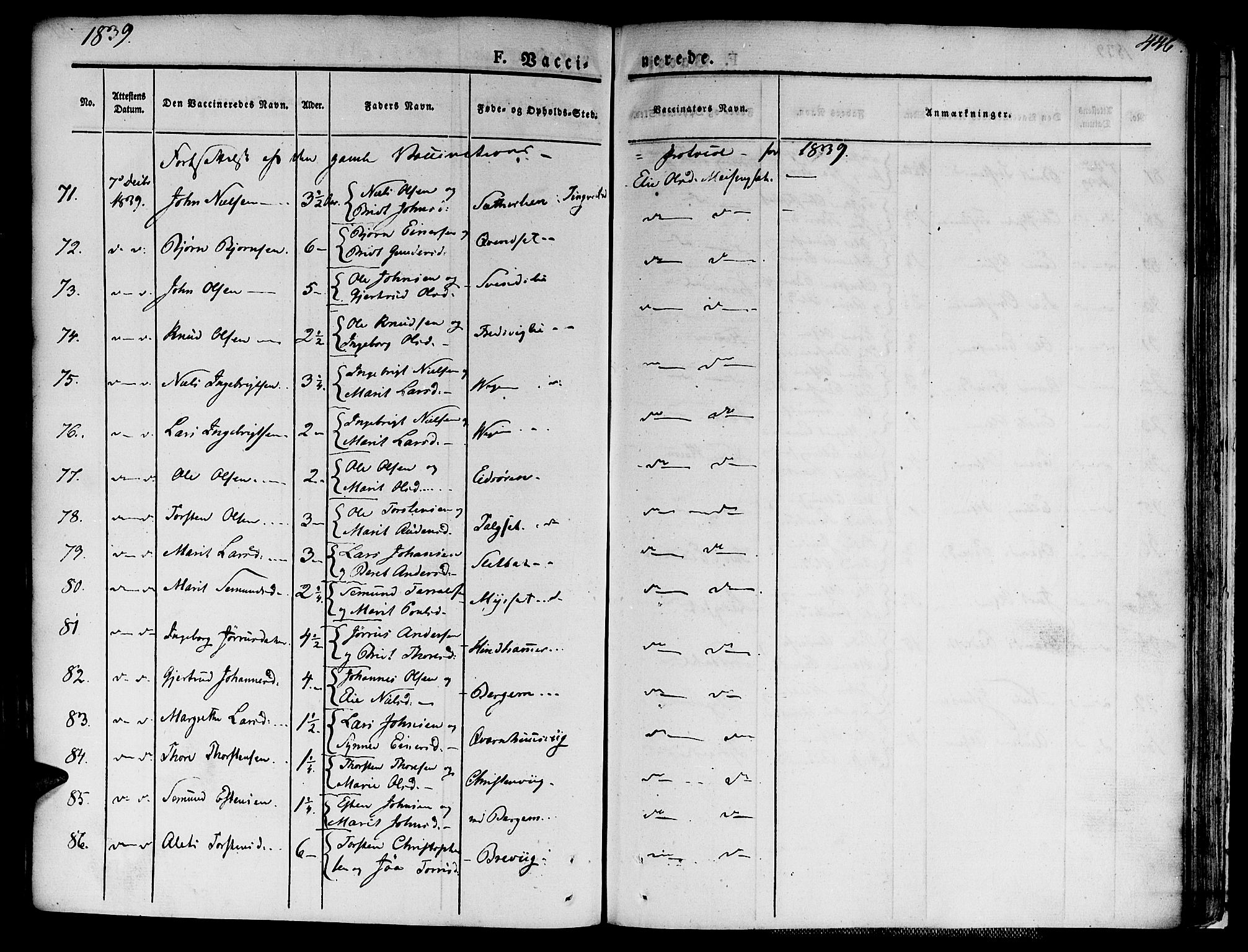 Ministerialprotokoller, klokkerbøker og fødselsregistre - Møre og Romsdal, AV/SAT-A-1454/586/L0983: Parish register (official) no. 586A09, 1829-1843, p. 446