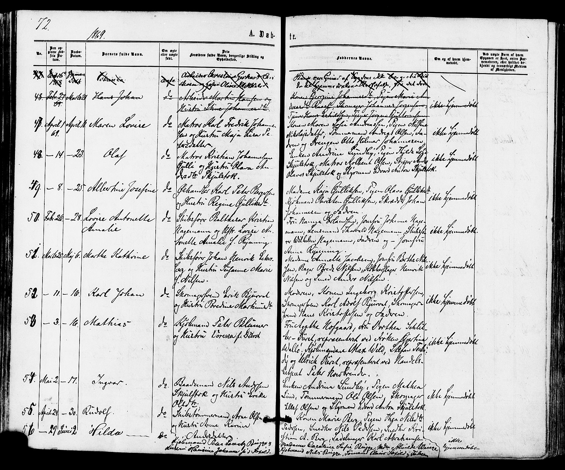 Tønsberg kirkebøker, AV/SAKO-A-330/F/Fa/L0009: Parish register (official) no. I 9, 1865-1873, p. 72