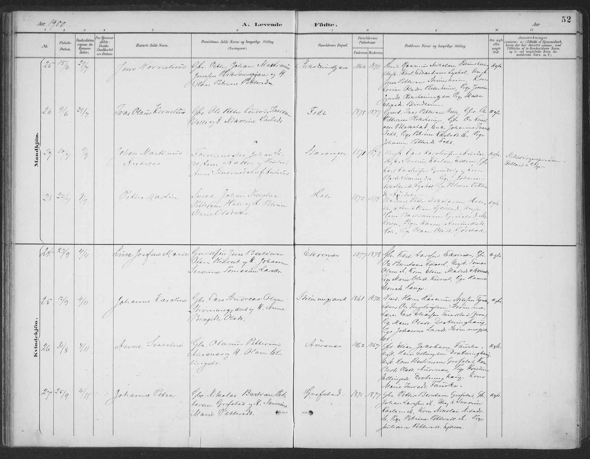 Ministerialprotokoller, klokkerbøker og fødselsregistre - Møre og Romsdal, AV/SAT-A-1454/523/L0335: Parish register (official) no. 523A02, 1891-1911, p. 52