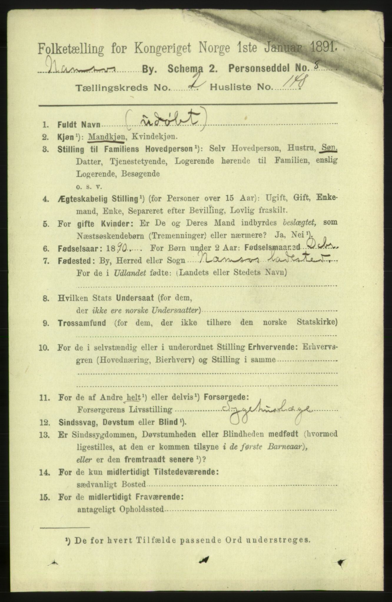 RA, 1891 census for 1703 Namsos, 1891, p. 1941