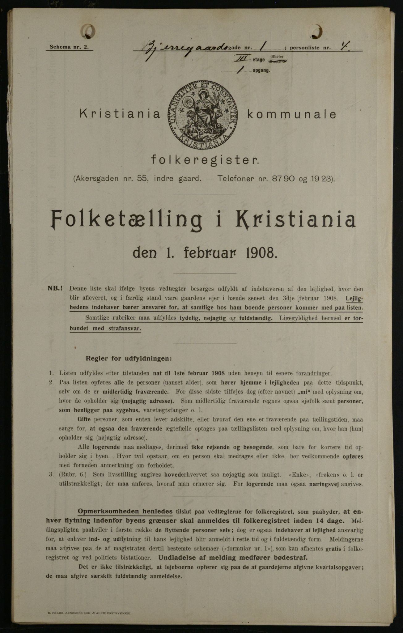 OBA, Municipal Census 1908 for Kristiania, 1908, p. 5385