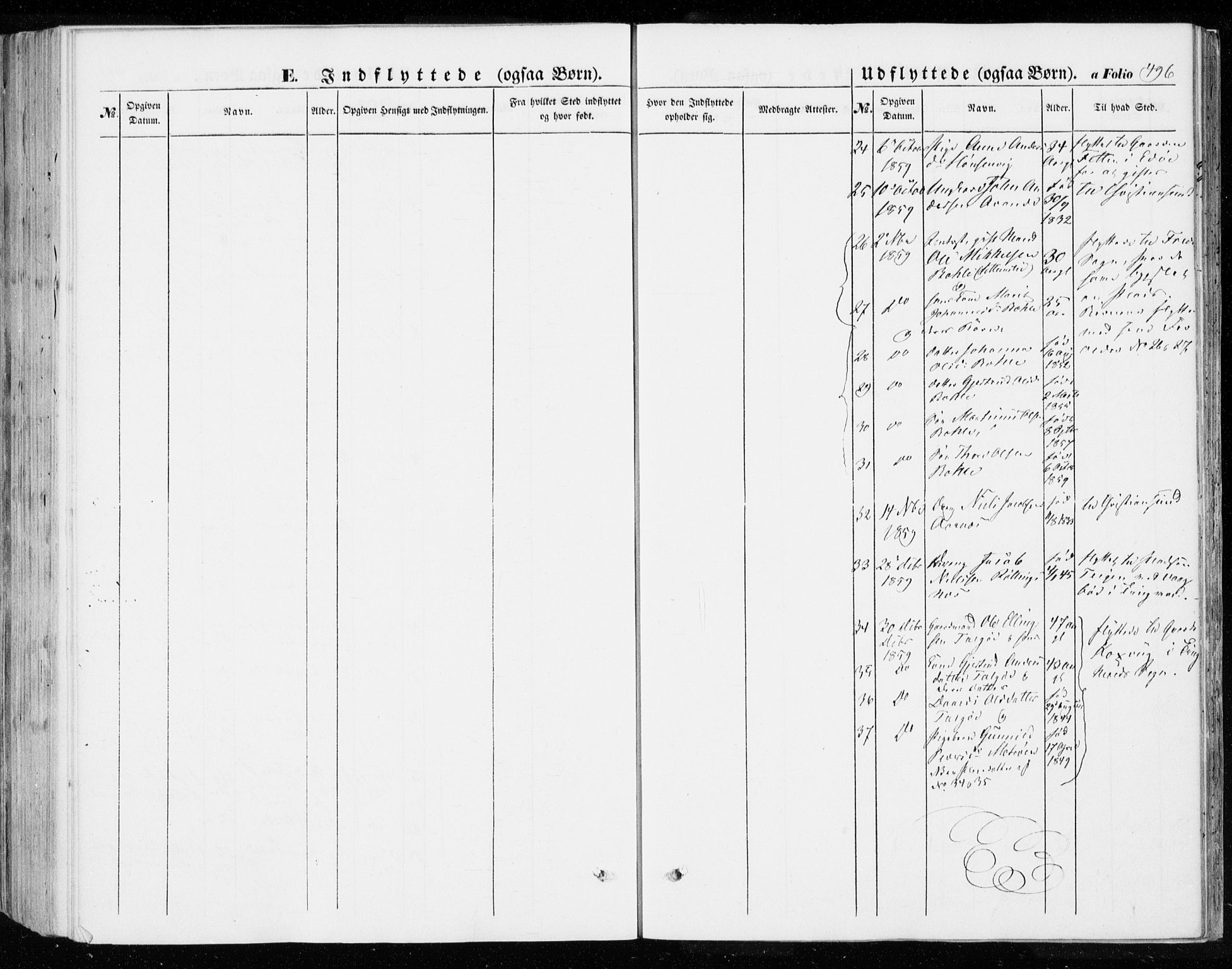 Ministerialprotokoller, klokkerbøker og fødselsregistre - Møre og Romsdal, SAT/A-1454/592/L1026: Parish register (official) no. 592A04, 1849-1867, p. 496